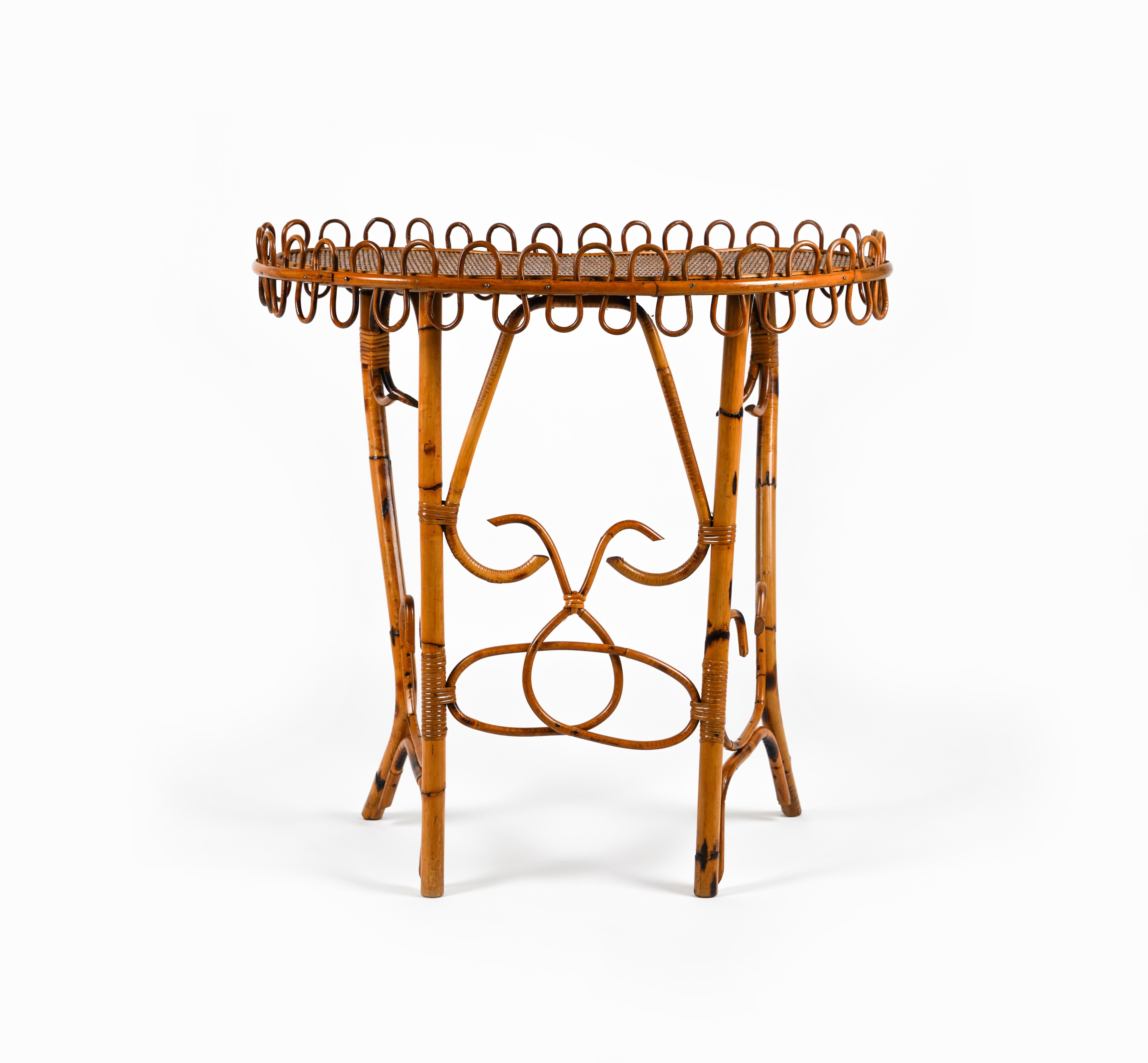 Konsolentisch aus Rattan und Bambus im Franco Albini-Stil aus der Mitte des Jahrhunderts, Italien 1960er Jahre (Moderne der Mitte des Jahrhunderts) im Angebot