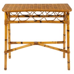 Konsolentisch aus Rattan und Bambus im Franco Albini-Stil aus der Mitte des Jahrhunderts, Italien 1960er Jahre