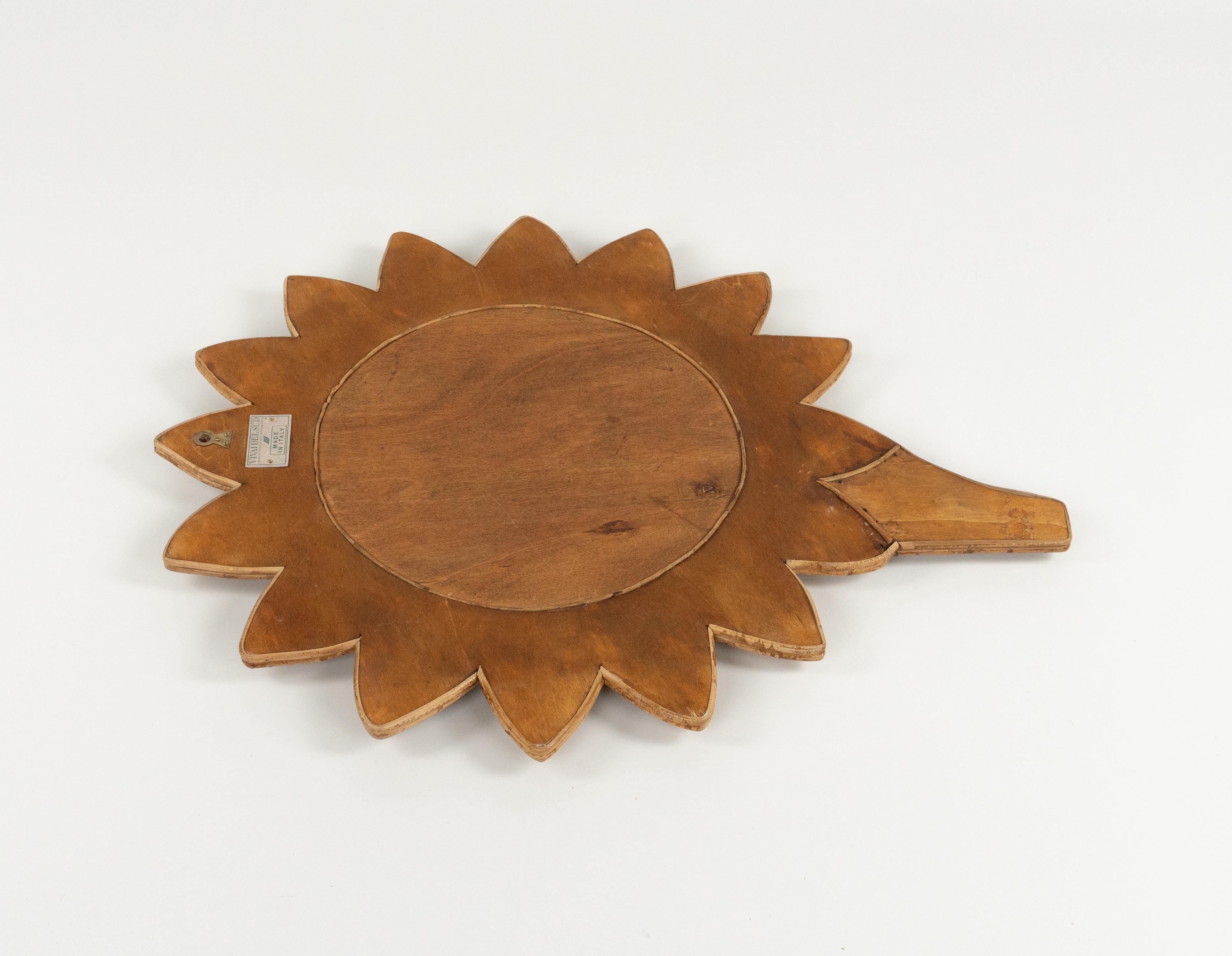 Midcentury Rattan and Bamboo Leaf Wall Mirror by Vivai Del Sud, Italy 1970s For Sale 3