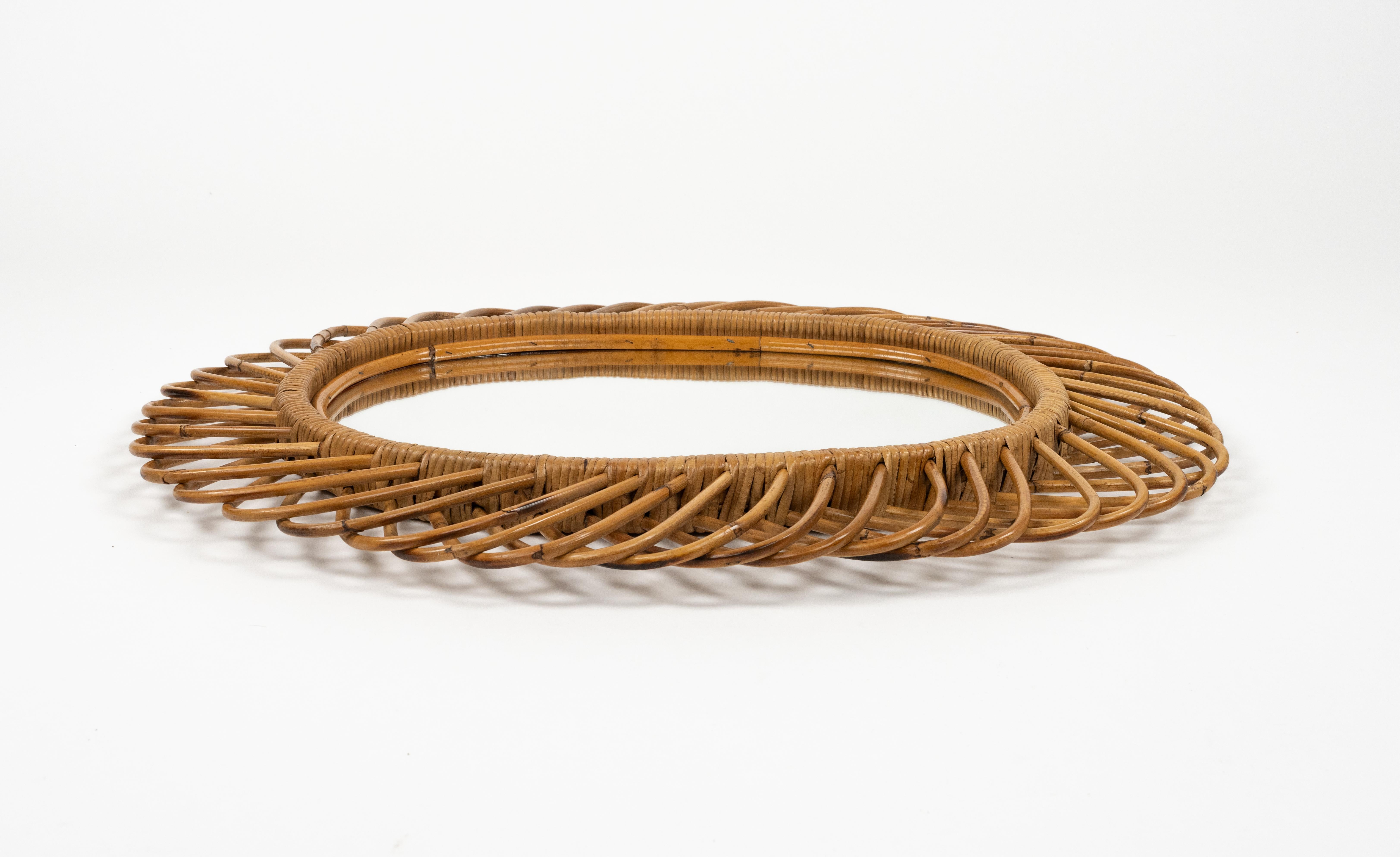 Specchio da parete ovale in rattan e bambù del Medioevo di Franco Albini, Italia 1960 in vendita 5