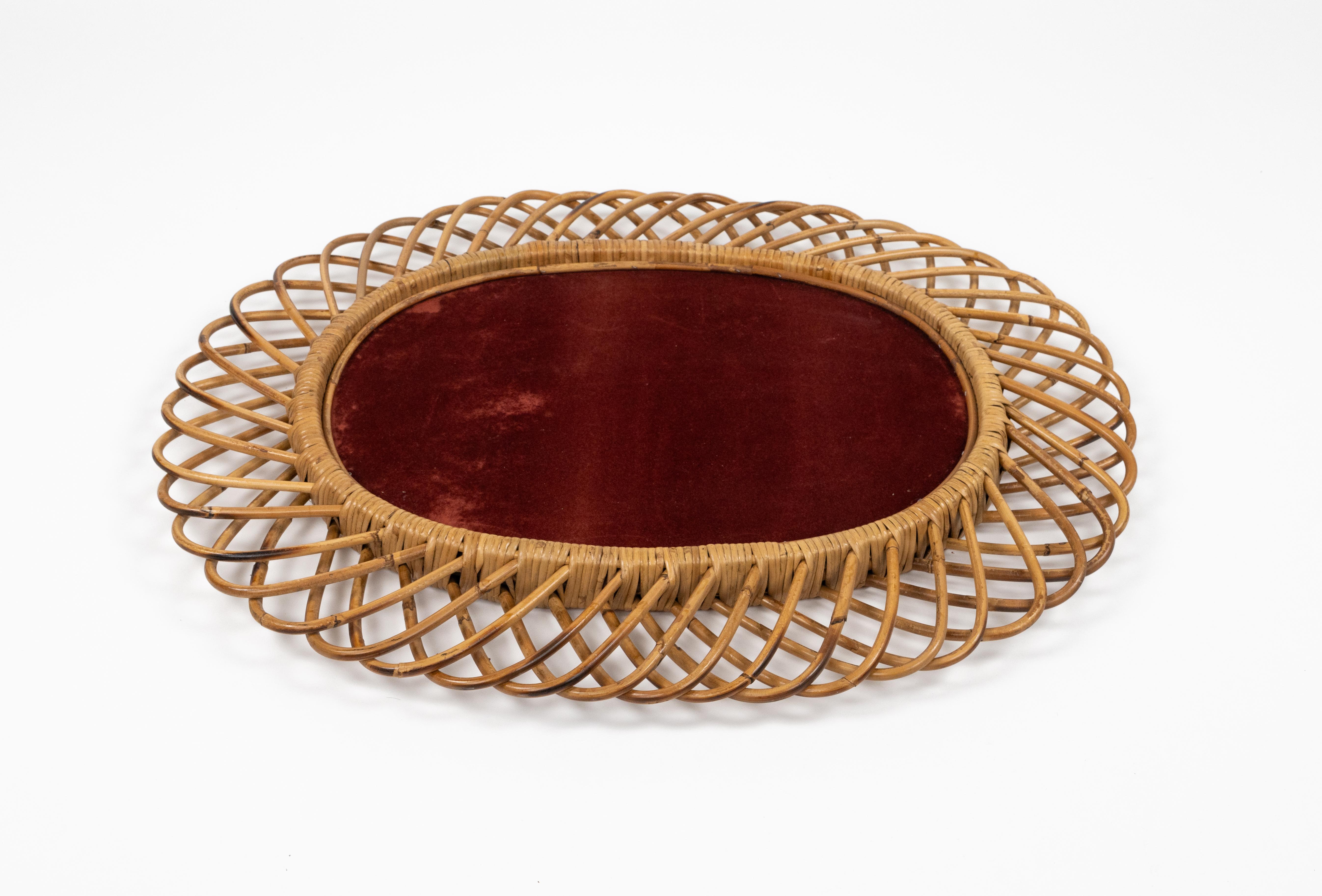 Specchio da parete ovale in rattan e bambù del Medioevo di Franco Albini, Italia 1960 in vendita 6