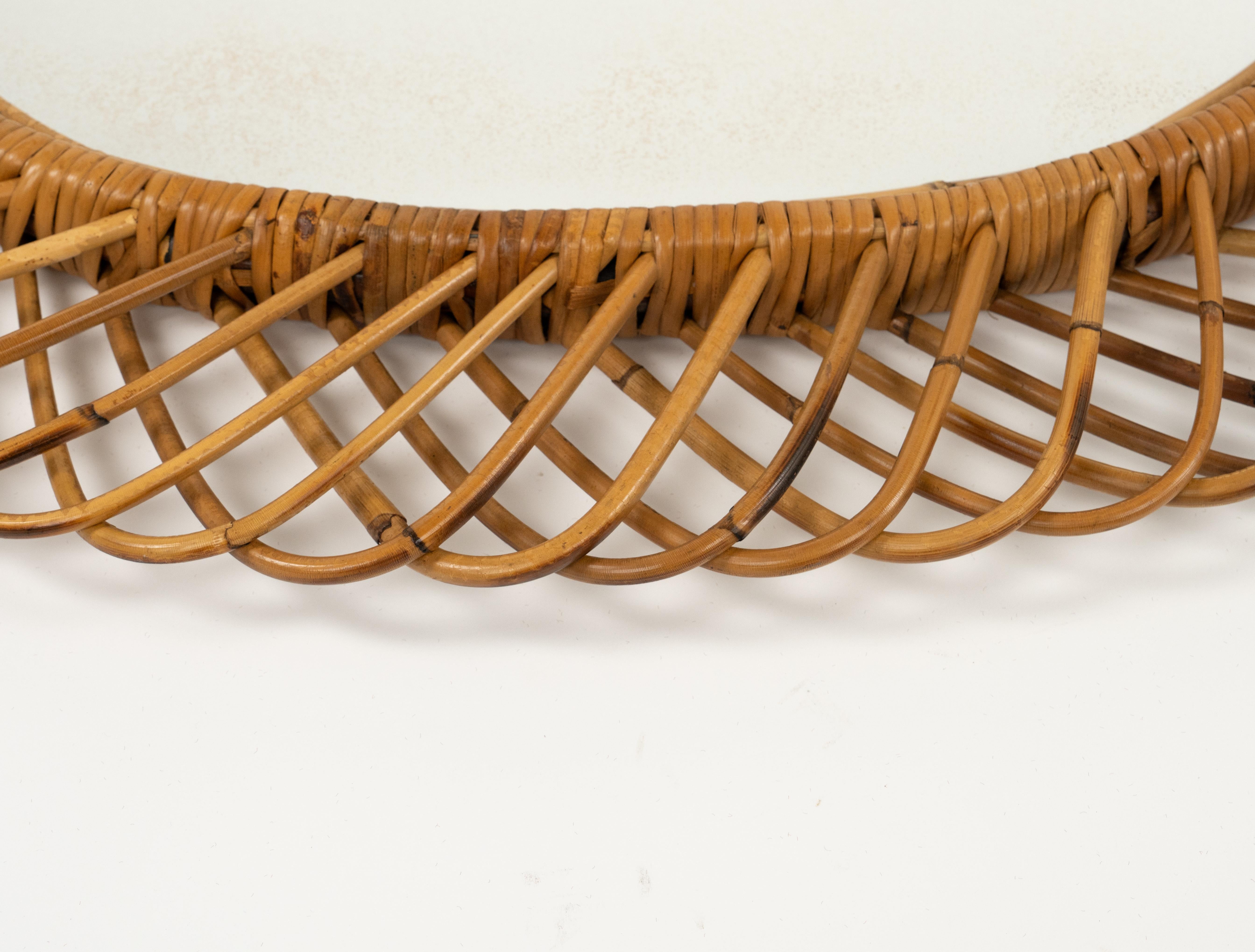 Midcentury Rattan and Bamboo Oval Wall Mirror by Franco Albini, Italy 1960s For Sale 10