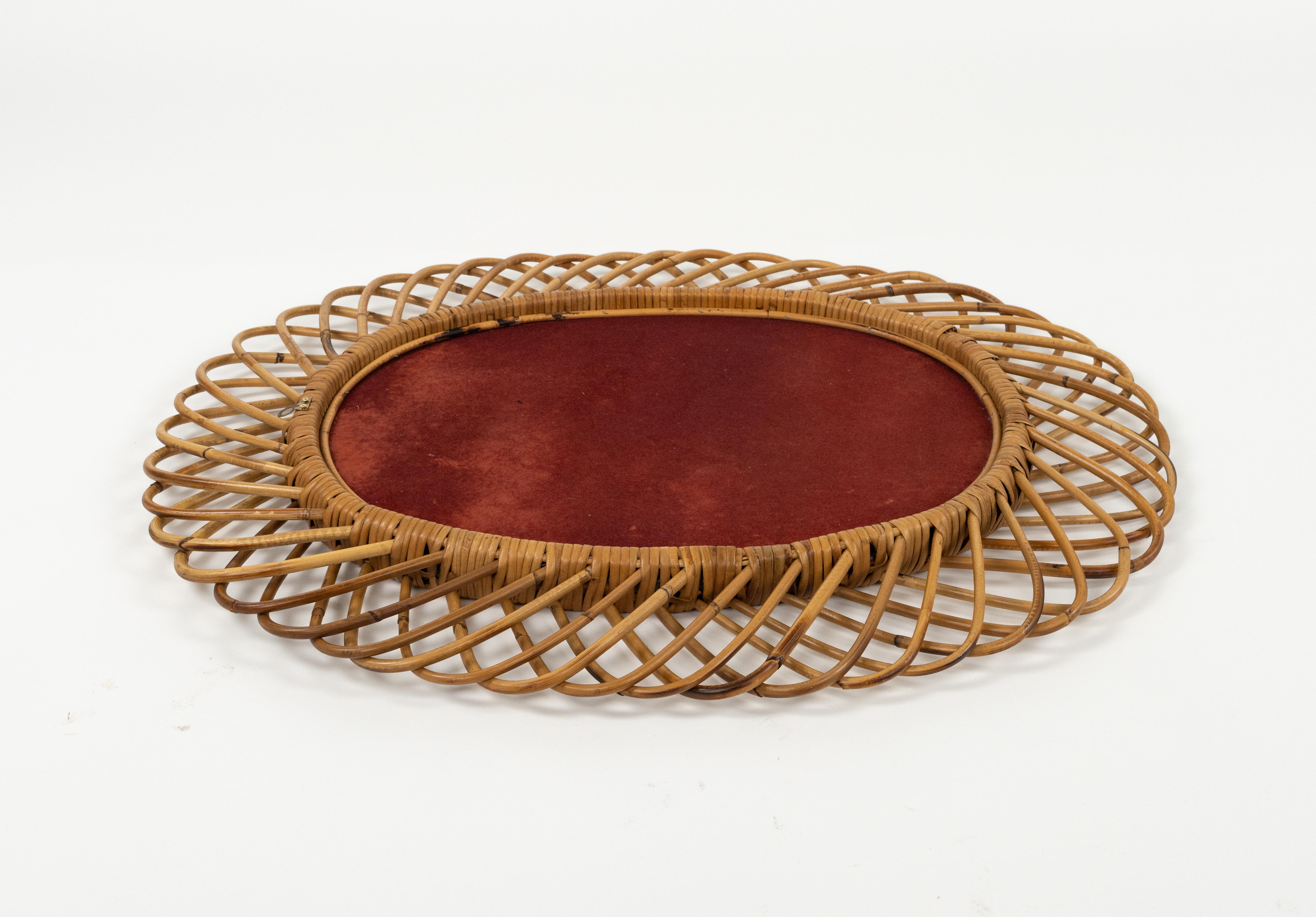 Midcentury Rattan and Bamboo Oval Wall Mirror by Franco Albini, Italy 1960s For Sale 12