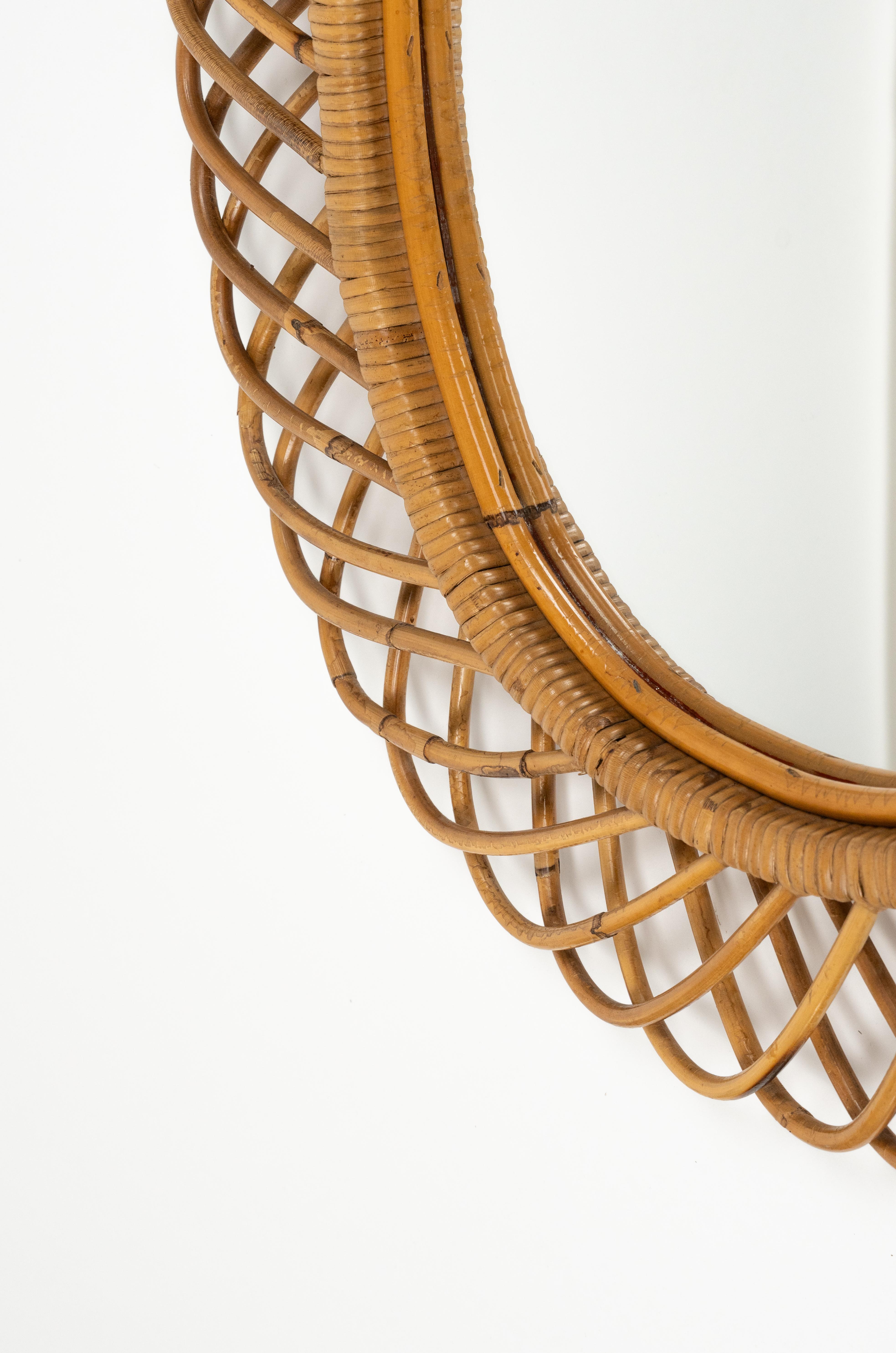 Specchio da parete ovale in rattan e bambù del Medioevo di Franco Albini, Italia 1960 in vendita 2