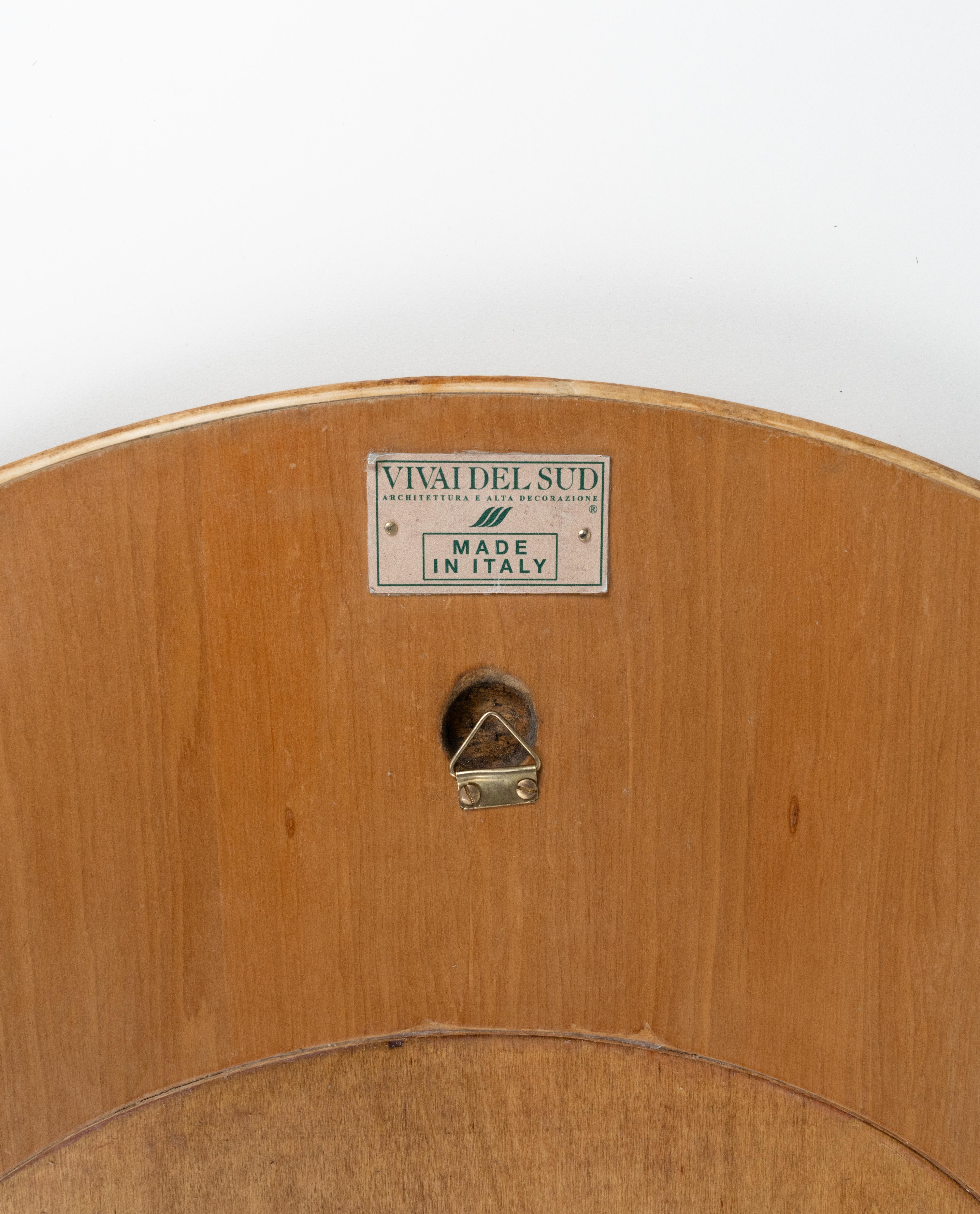 Espejo de pared redondo de ratán y bambú de mediados de siglo by Vivai del Sud, Italia Años 70 en venta 4