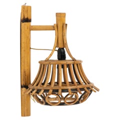 Laterne aus Rattan und Bambus aus der Mitte des Jahrhunderts im Louis Sognot-Stil, Italien 1960er Jahre