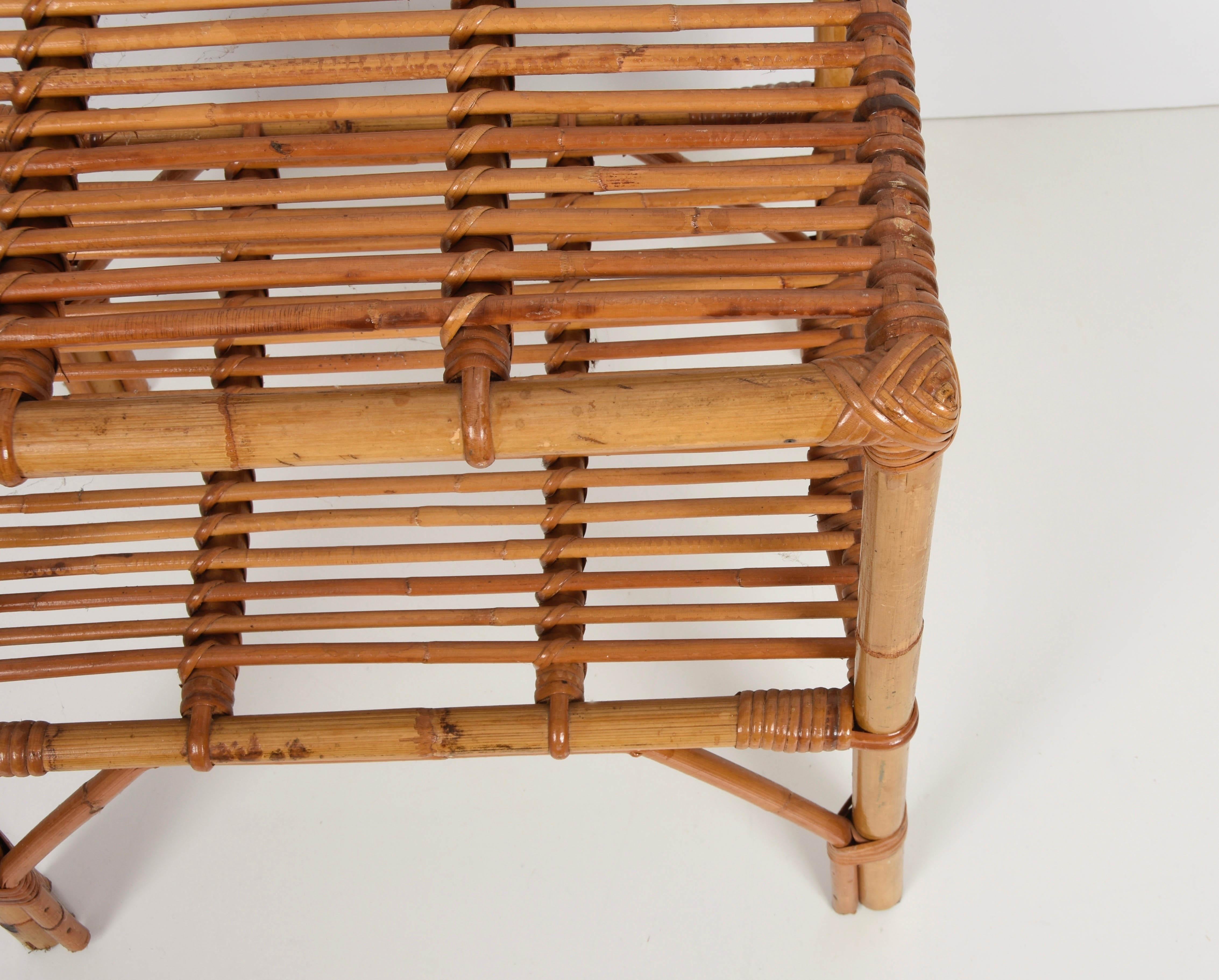 Midcentury Rattan and Bamboo Two-Tiered Italian Coffee Table, 1960s 7