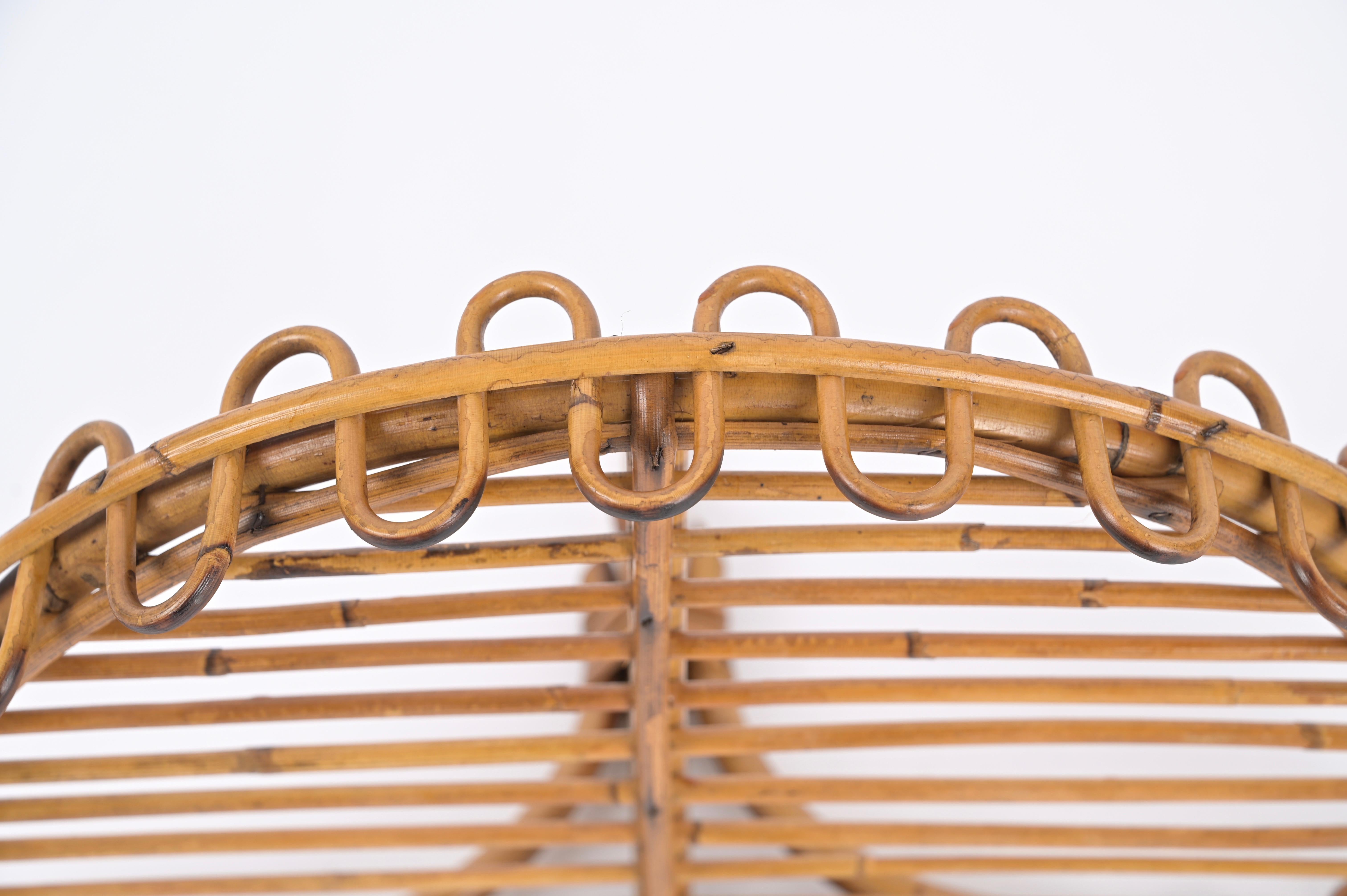 Midcentury Rattan and Bamboo Wall Shelf, Franco Albini, Italy, 1960s For Sale 8