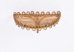 Étagère murale en rotin et bambou du milieu du siècle dernier, Franco Albini, Italie, années 1960