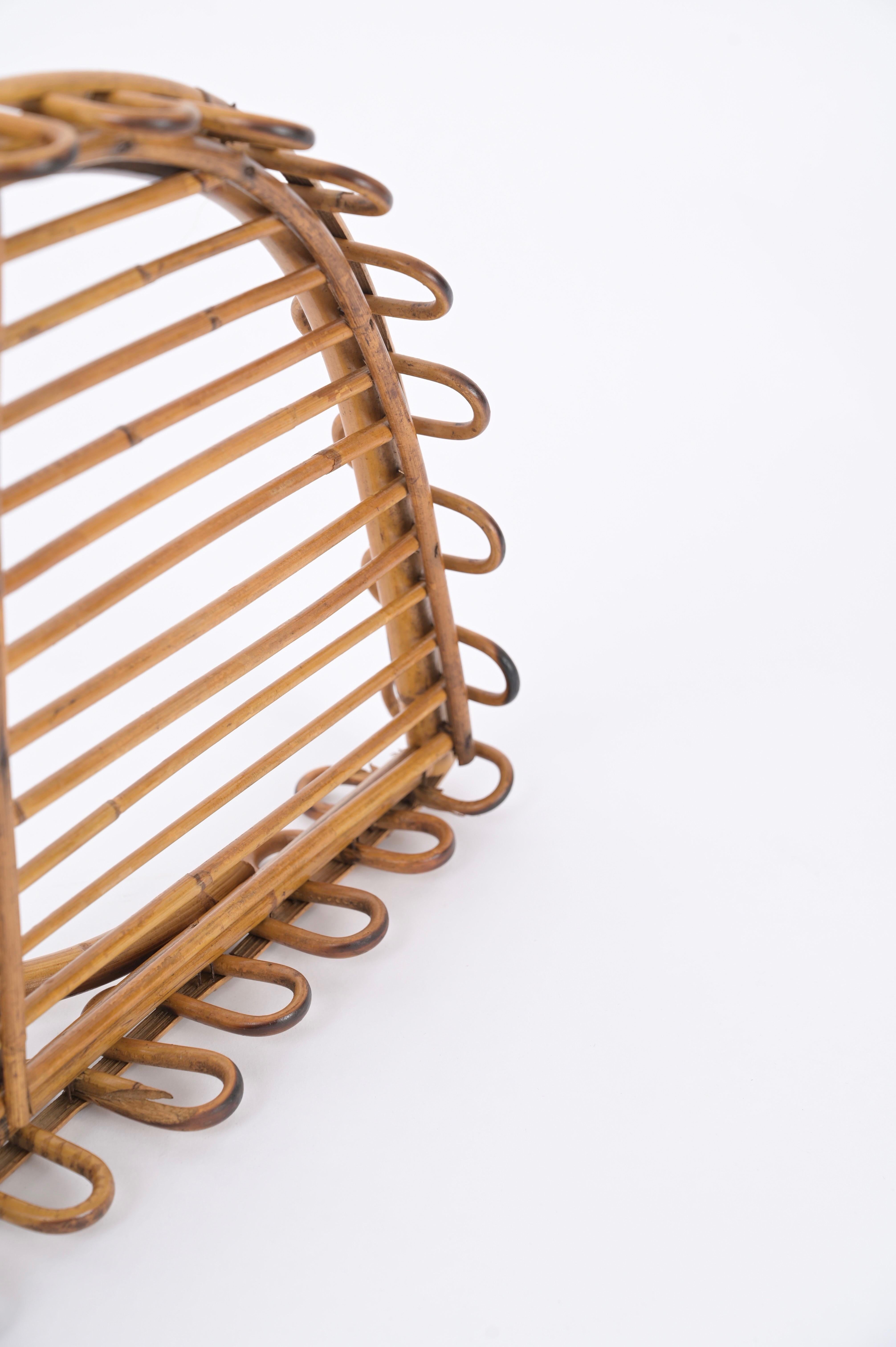 Midcentury Rattan and Bamboo Wall Shelf, Franco Albini, Italy, 1960s For Sale 6