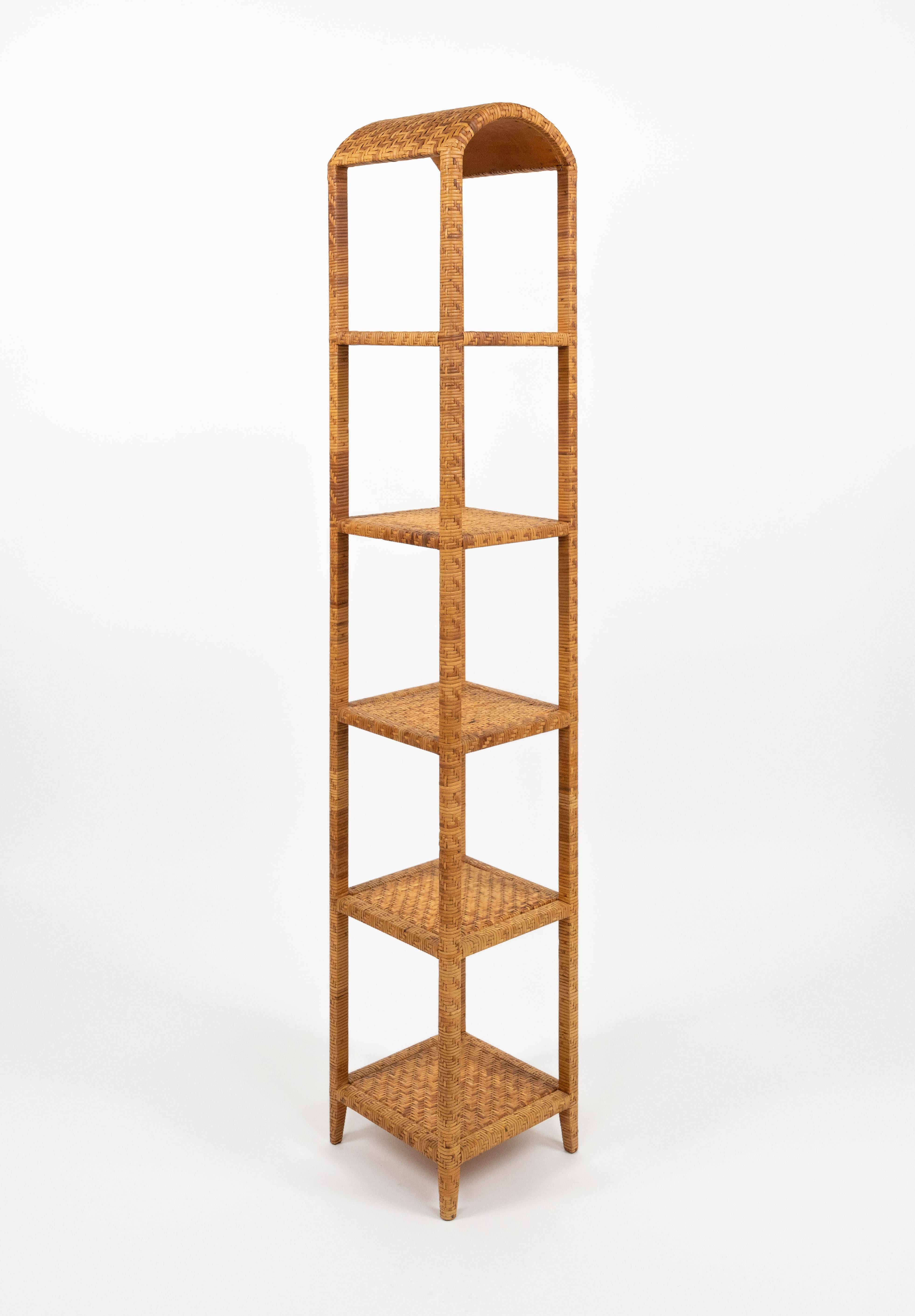 Rattan- und Korbweide Etagere Vivai del Sud-Stil aus der Mitte des Jahrhunderts, Italien 1970er Jahre im Angebot 4