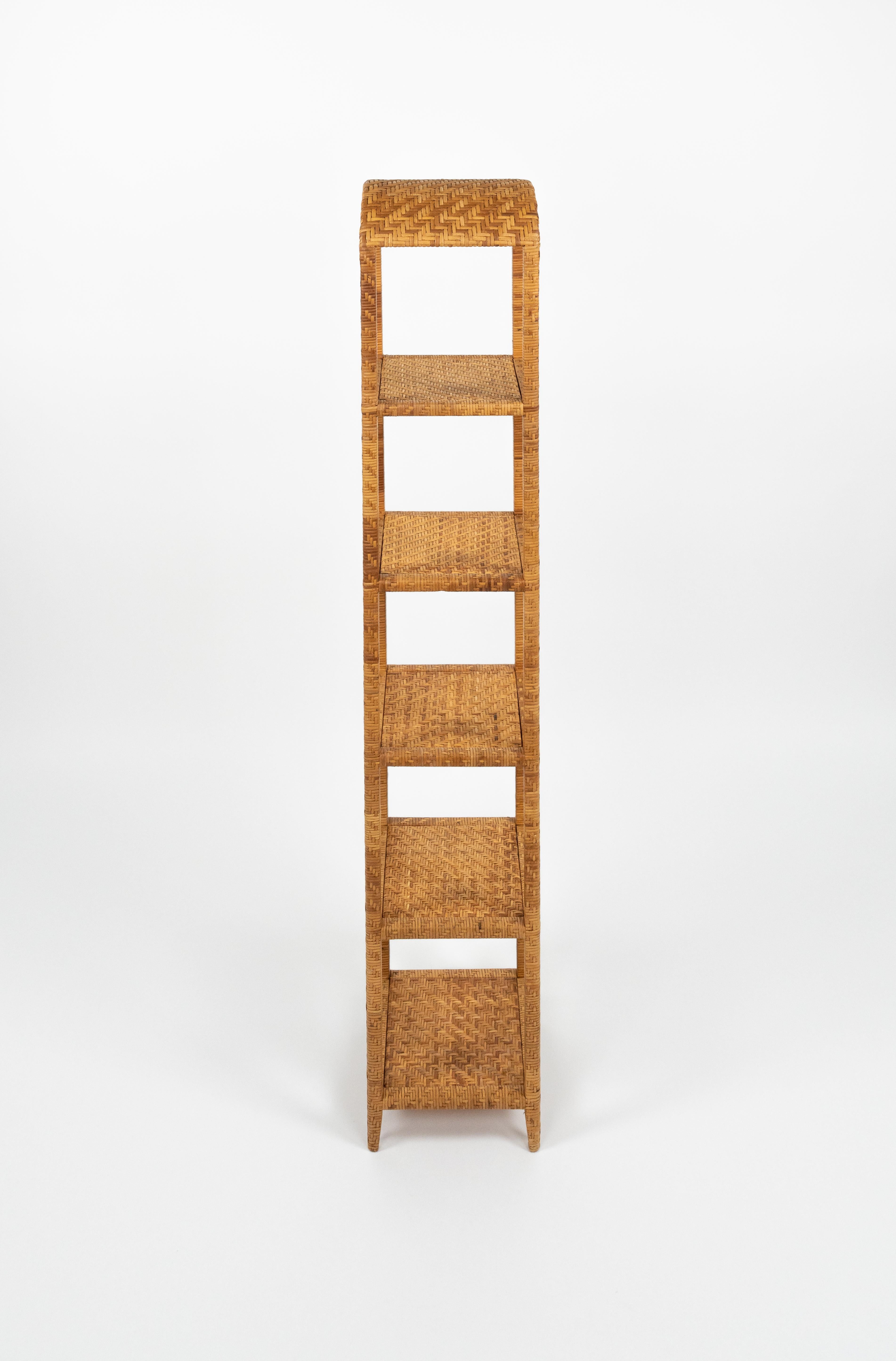 Rattan- und Korbweide Etagere Vivai del Sud-Stil aus der Mitte des Jahrhunderts, Italien 1970er Jahre im Angebot 5