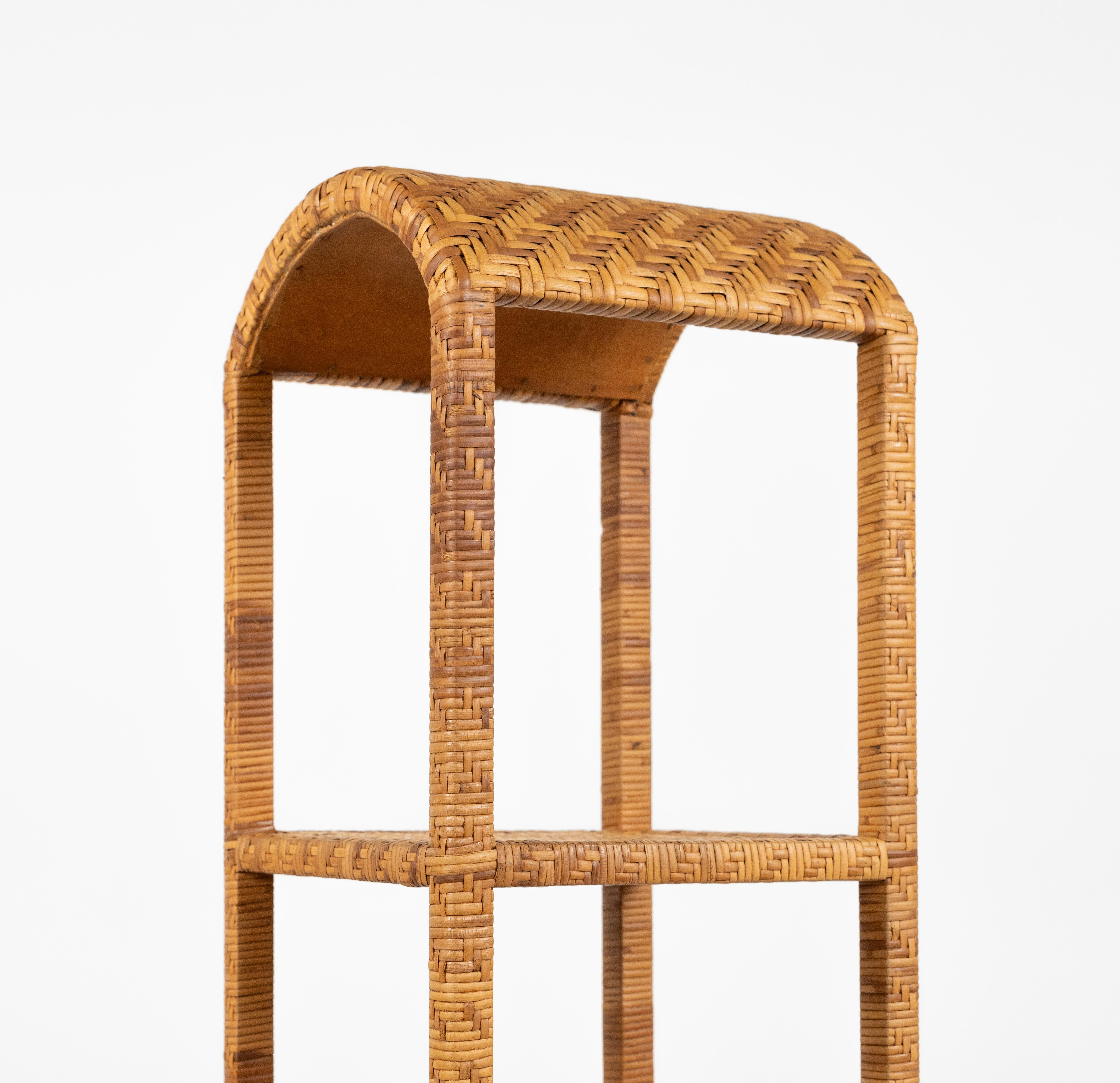 Rattan- und Korbweide Etagere Vivai del Sud-Stil aus der Mitte des Jahrhunderts, Italien 1970er Jahre im Angebot 11