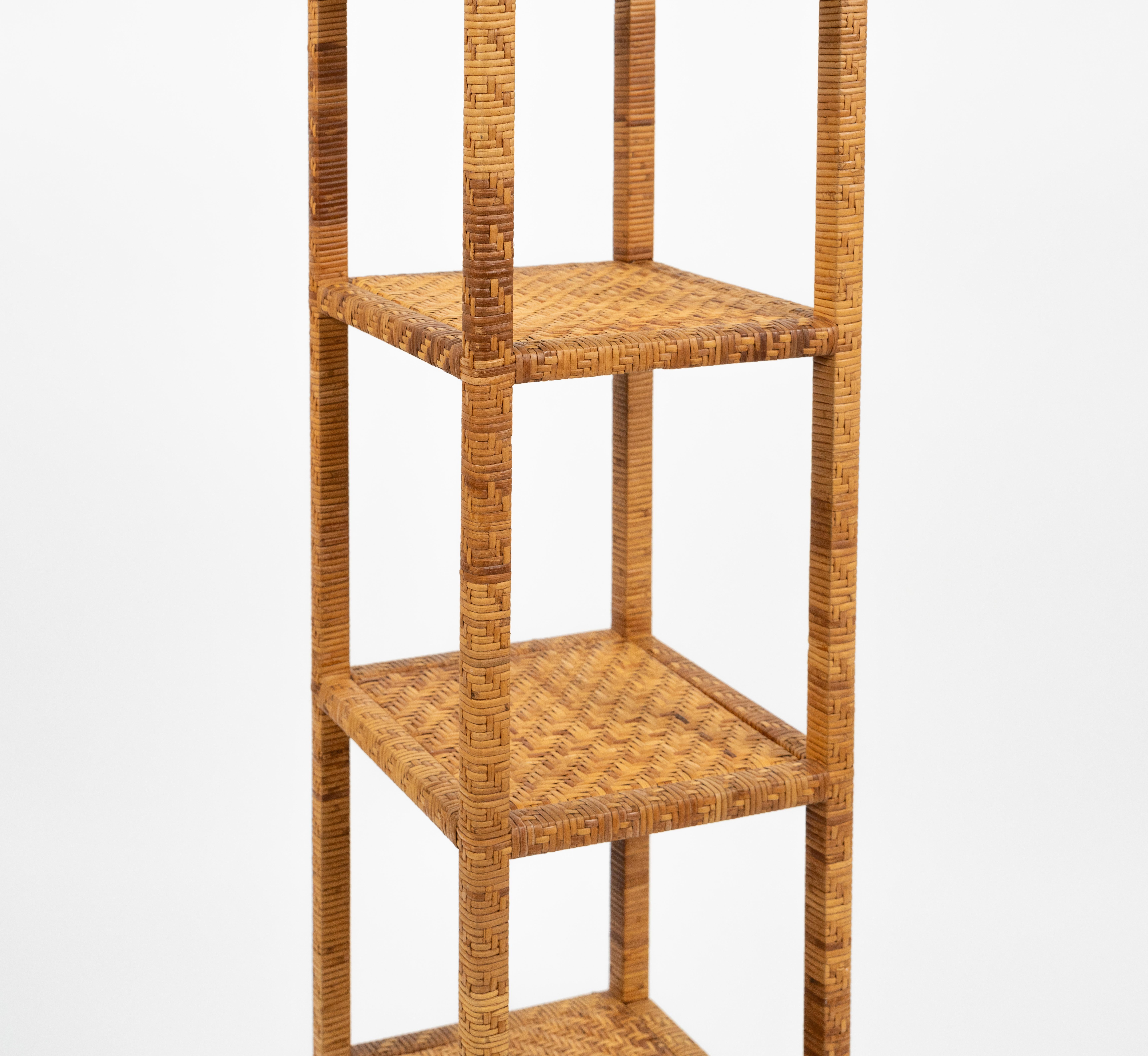 Rattan- und Korbweide Etagere Vivai del Sud-Stil aus der Mitte des Jahrhunderts, Italien 1970er Jahre im Angebot 12