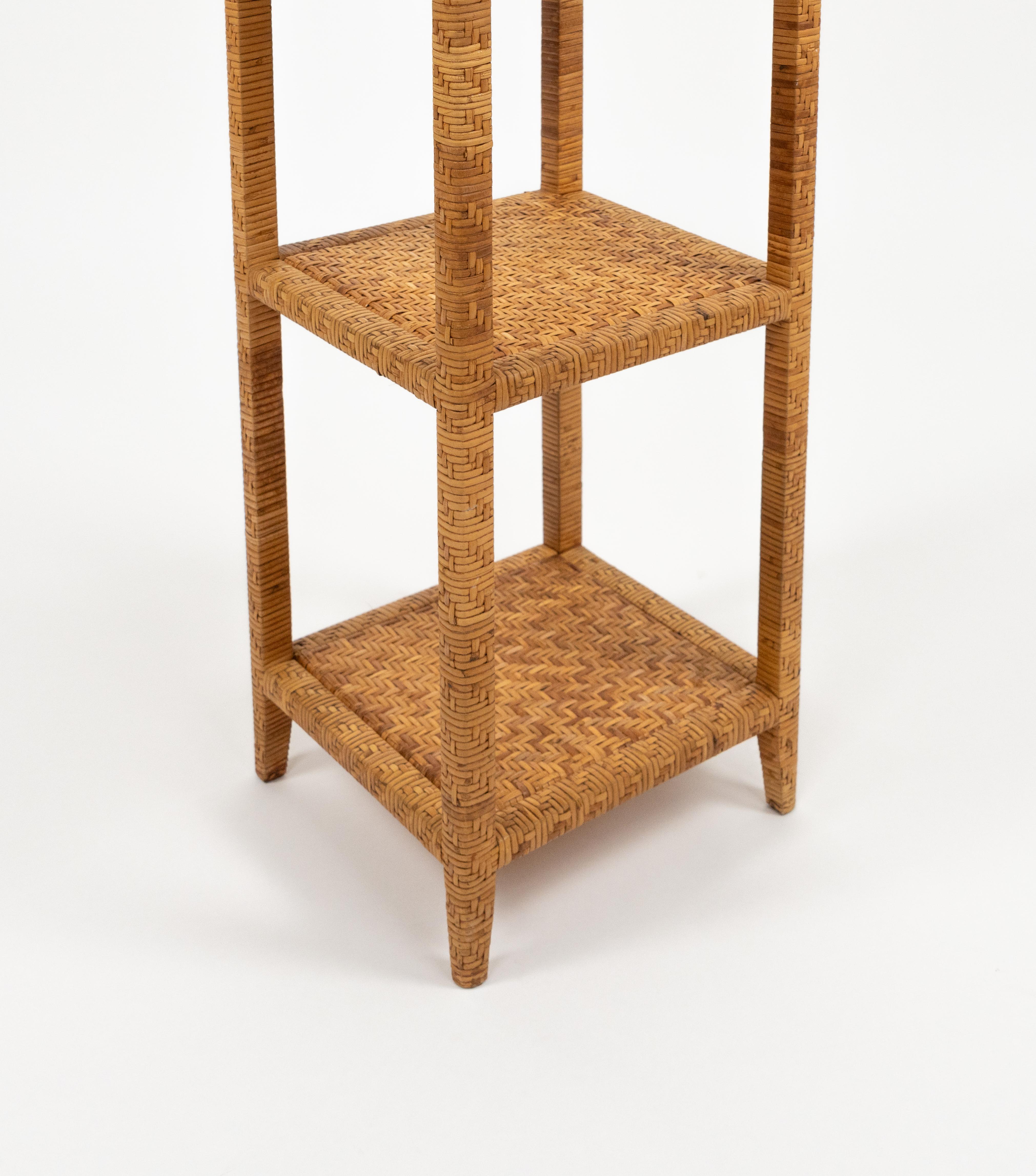 Rattan- und Korbweide Etagere Vivai del Sud-Stil aus der Mitte des Jahrhunderts, Italien 1970er Jahre im Angebot 13