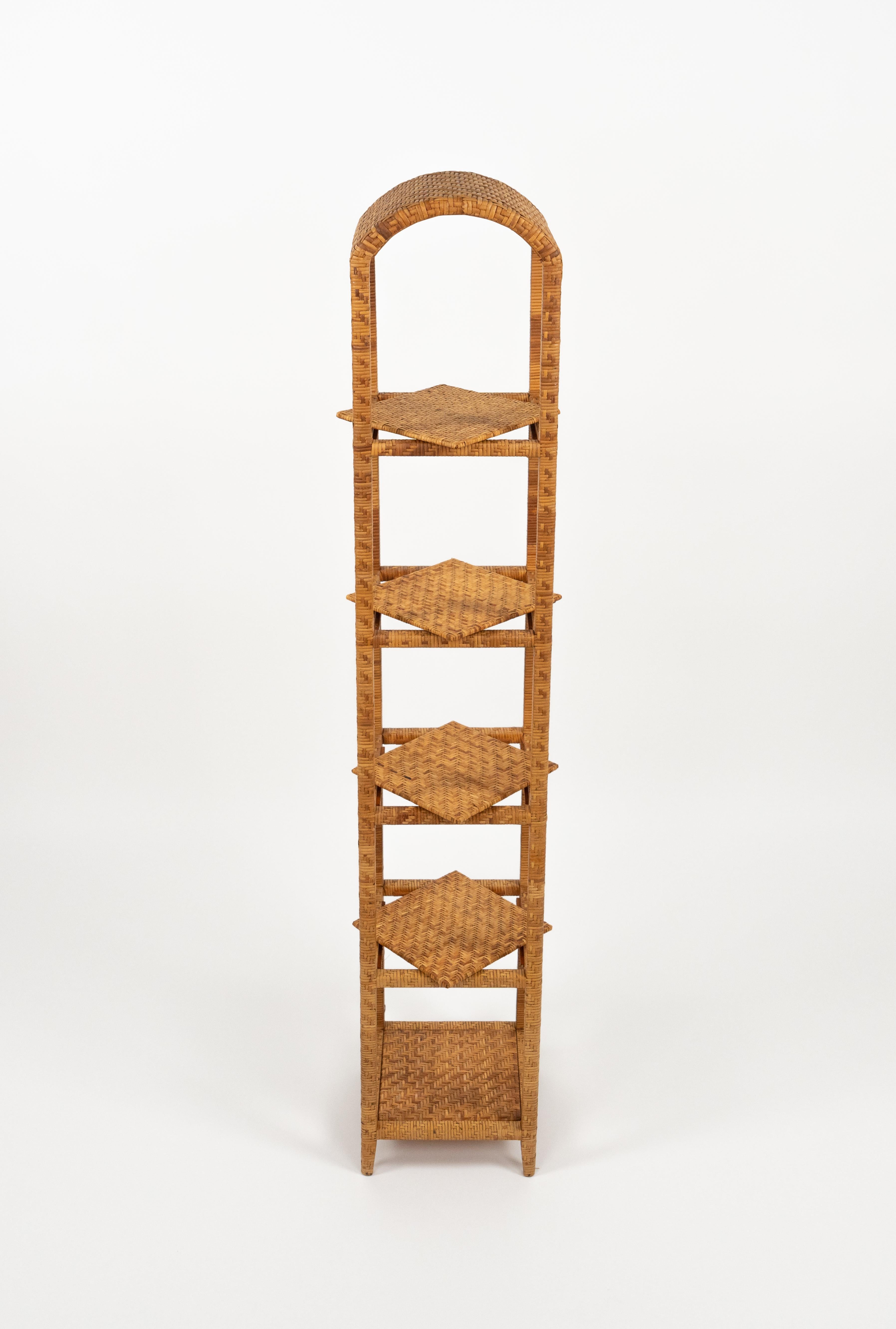 Rattan- und Korbweide Etagere Vivai del Sud-Stil aus der Mitte des Jahrhunderts, Italien 1970er Jahre im Angebot 2