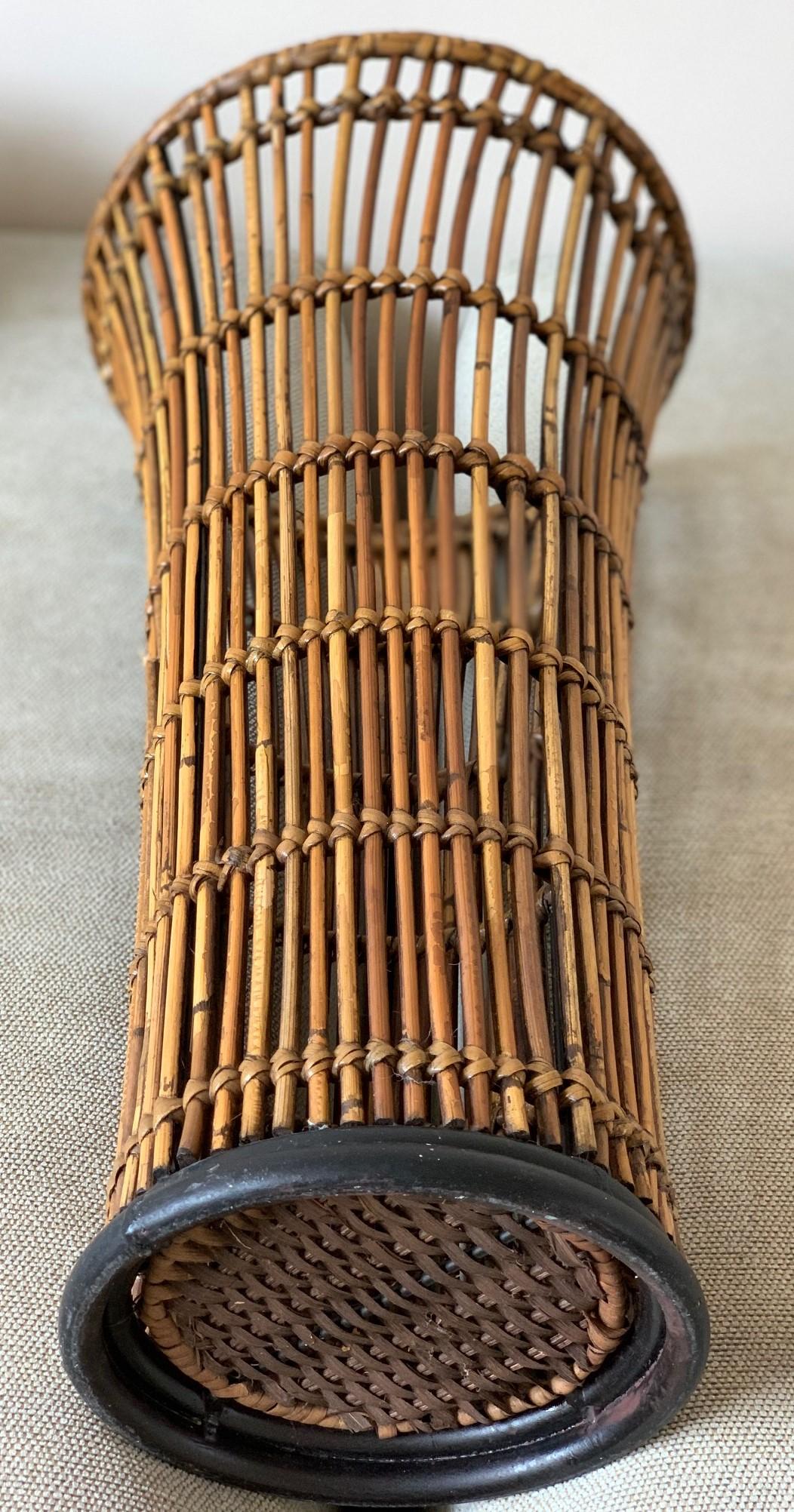 20th Century Midcentury Rattan Bamboo Paper Bin, Cachepots, Planter or Umbrella Stand, 1950s