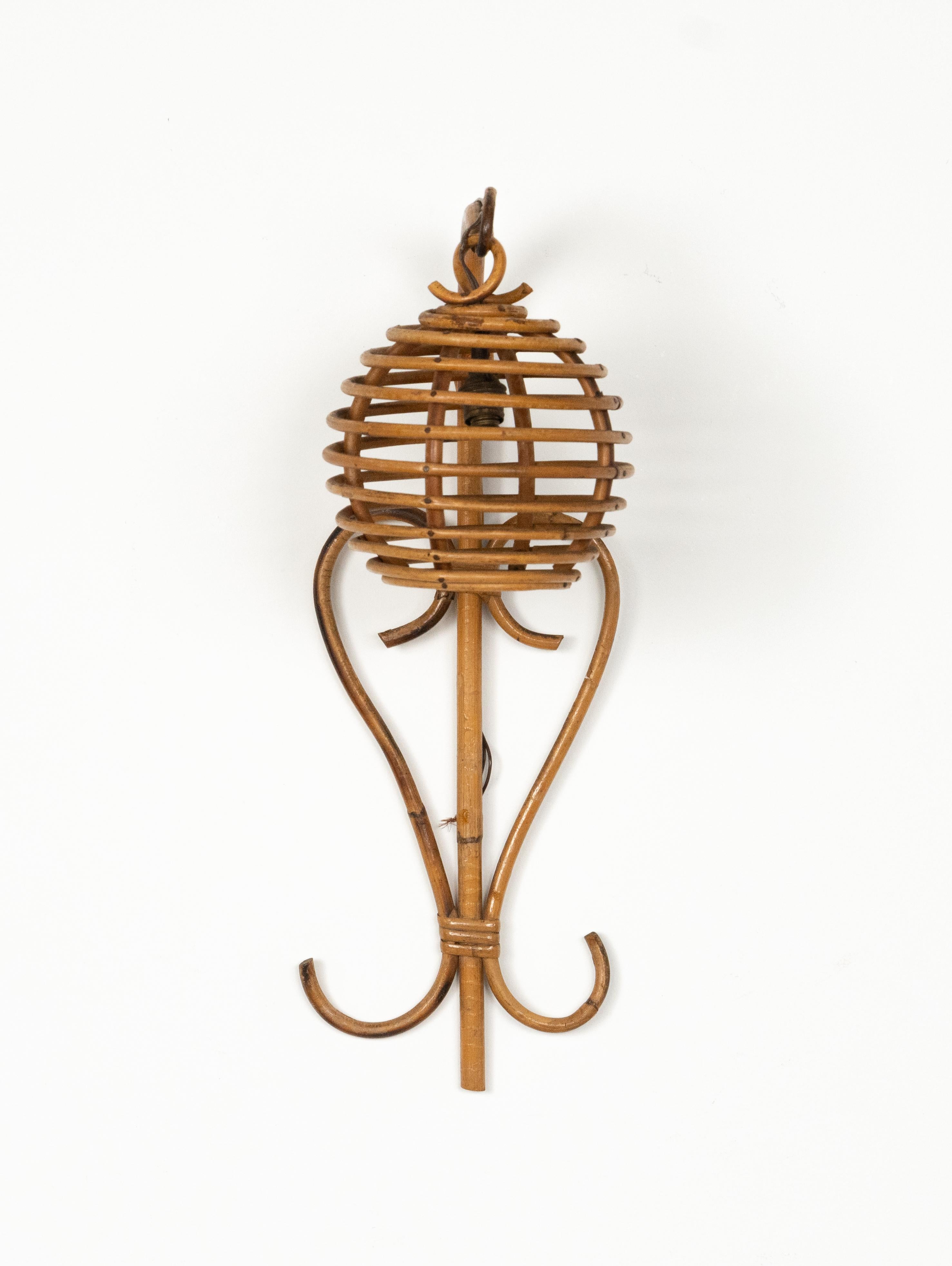 Farol de ratán y bambú de mediados de siglo, estilo Louis Sognot, Italia Años 60 Italiano en venta