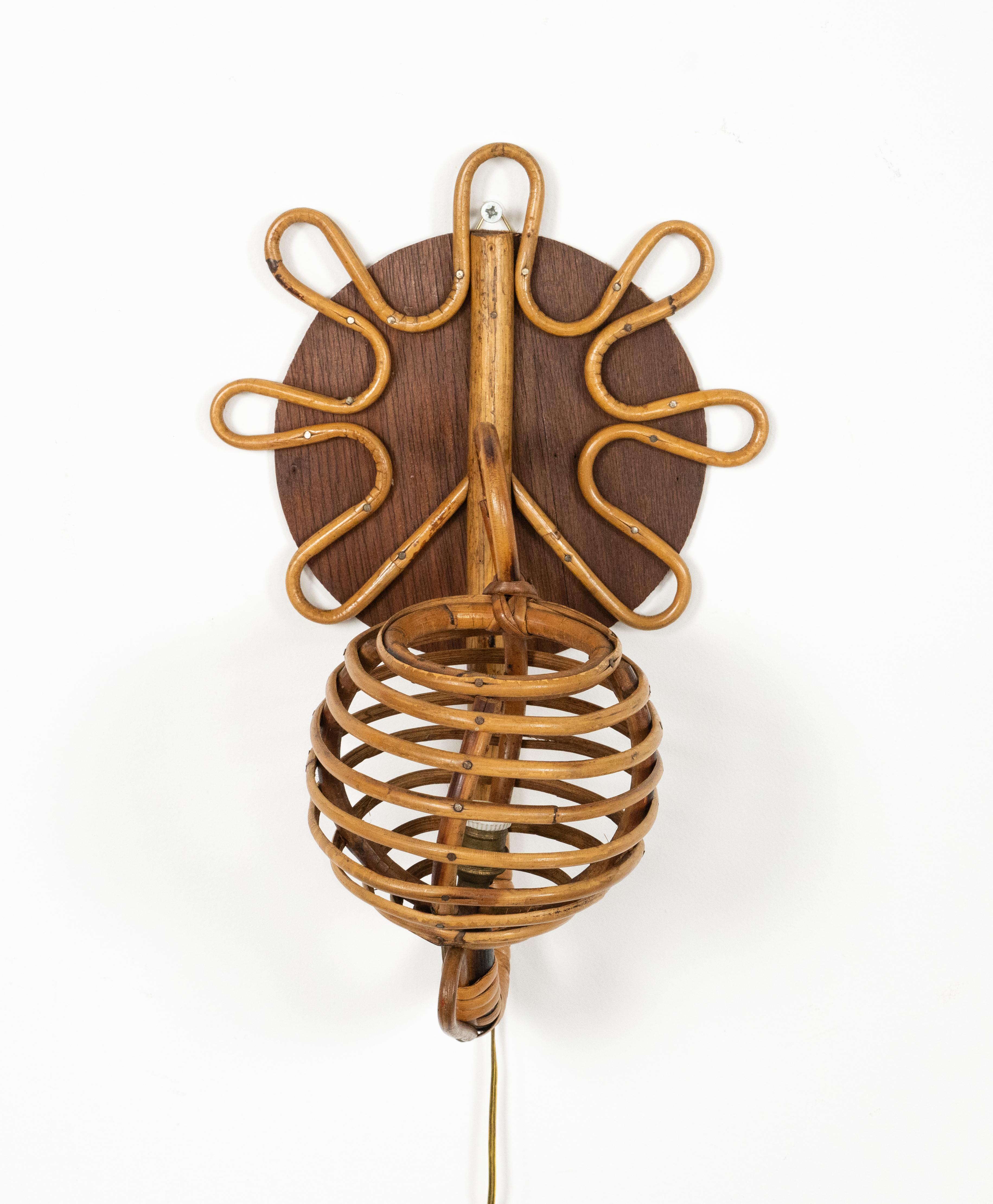 Farol de ratán y bambú de mediados de siglo, estilo Louis Sognot, Italia Años 60 en Bueno estado para la venta en Rome, IT