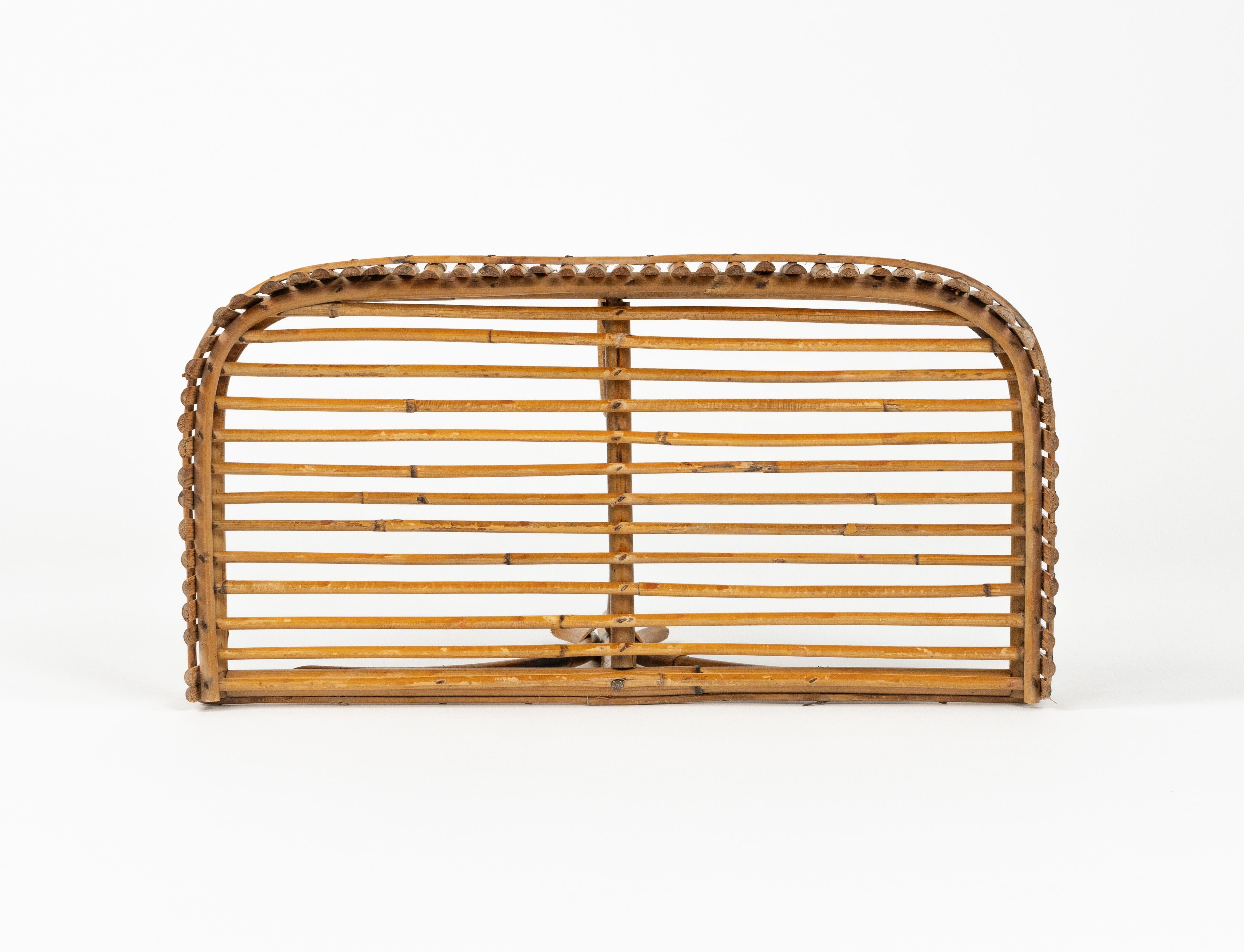 Scaffale da parete o console in rattan e bambù del Medioevo Att. Franco Albini, Italia 1960 in vendita 3