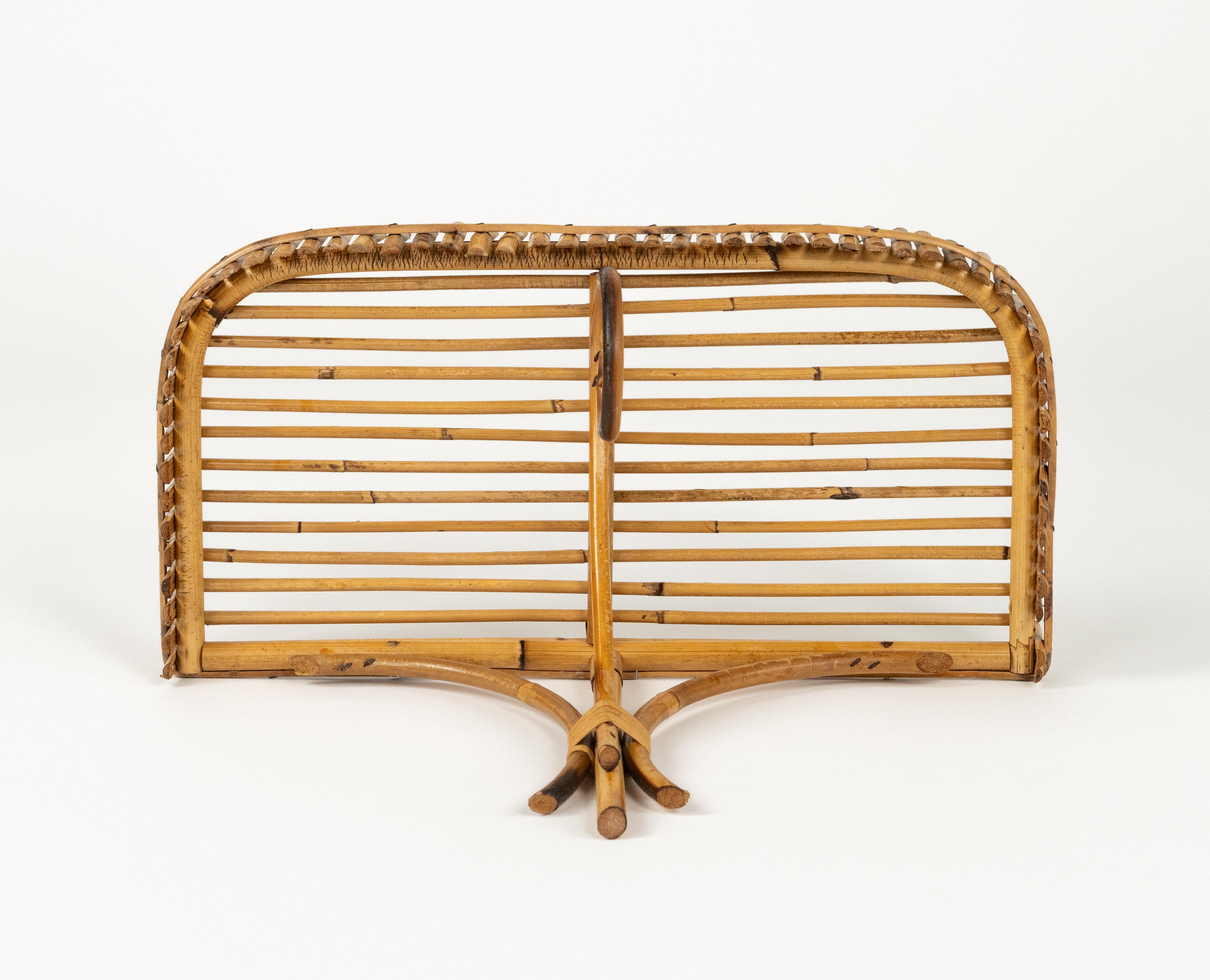 Scaffale da parete o console in rattan e bambù del Medioevo Att. Franco Albini, Italia 1960 in vendita 4