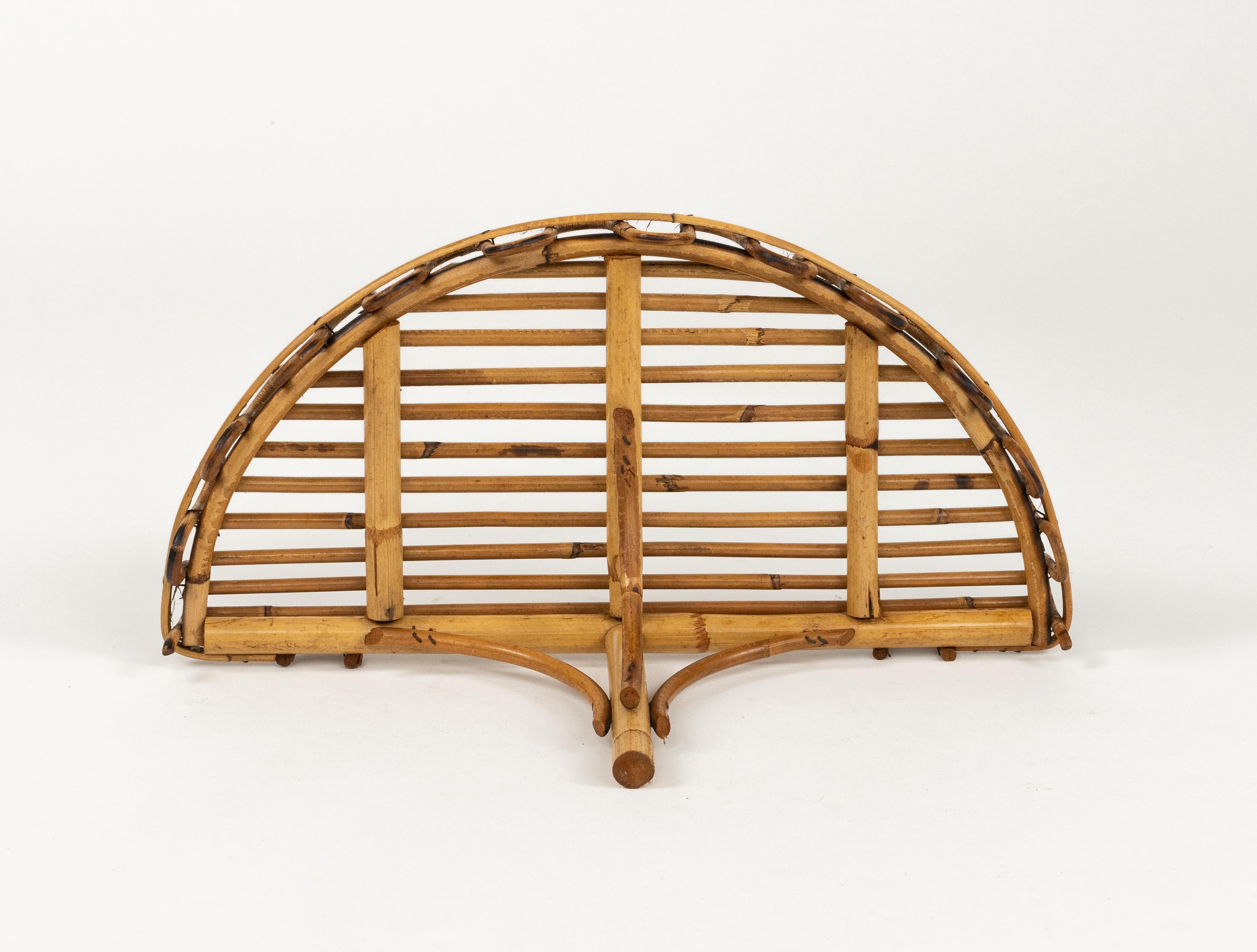 Midcentury Rattan & Bamboo Wall Shelf or Console Att. Franco Albini, Italy 1960s 6