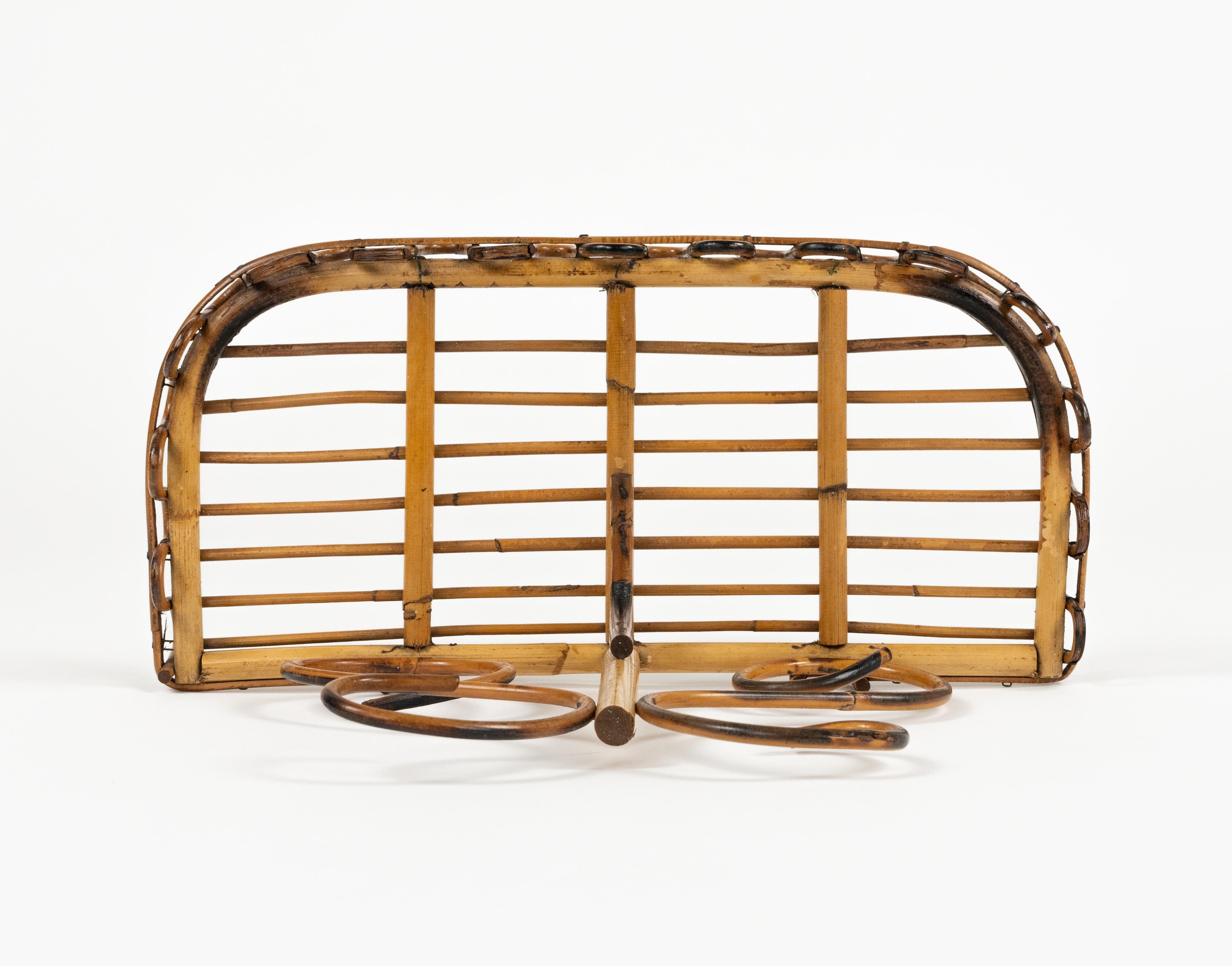 Midcentury Rattan & Bamboo Wall Shelf or Console Att. Franco Albini, Italy 1960s For Sale 8