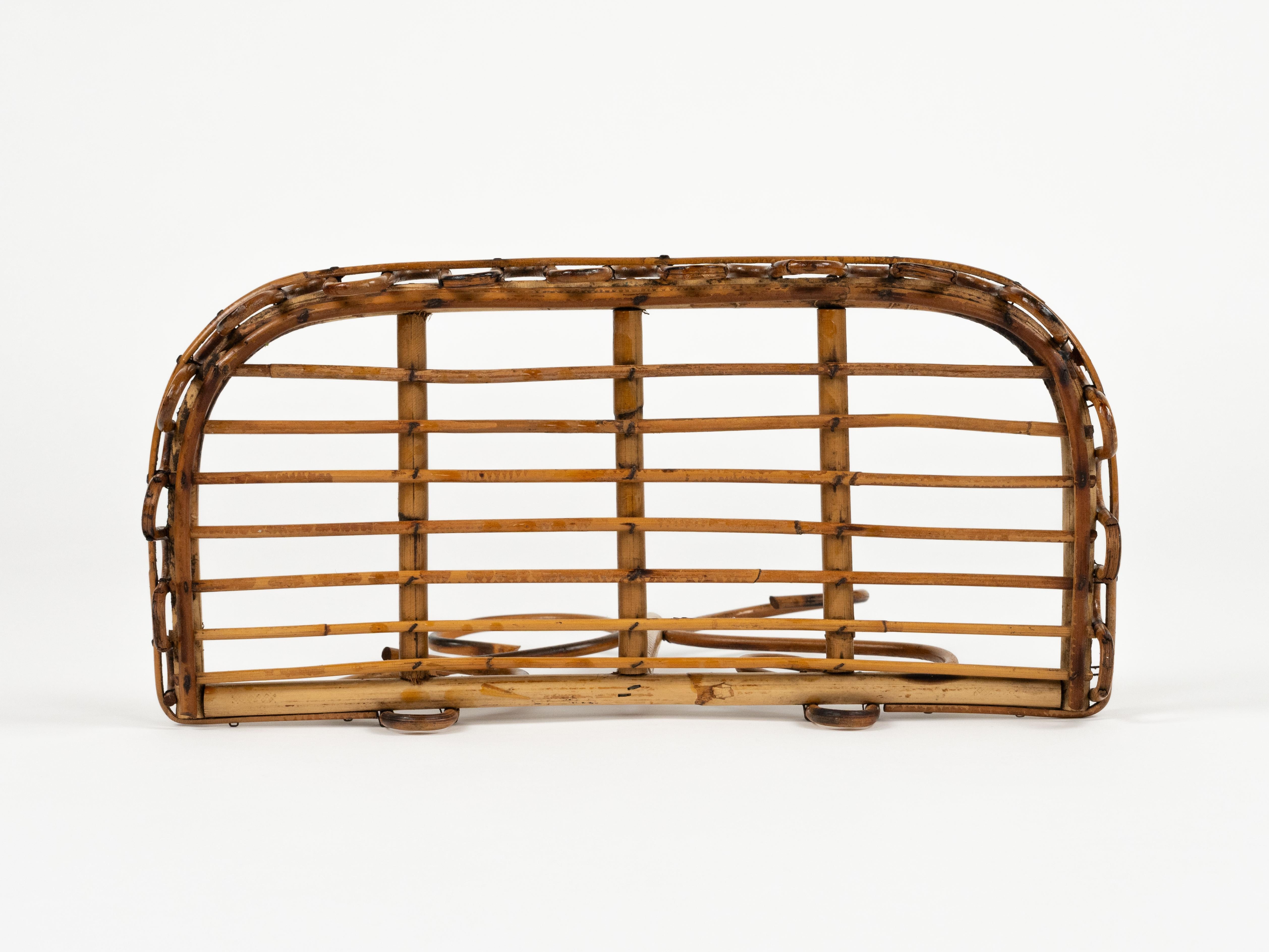 Midcentury Rattan & Bamboo Wall Shelf or Console Att. Franco Albini, Italy 1960s For Sale 2
