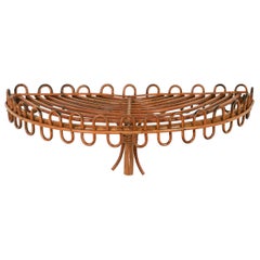 Midcentury Rattan & Bamboo Wall Shelf or Console Att. Franco Albini, Italy 1960s