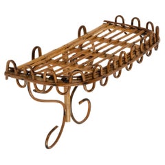 Midcentury Rattan & Bamboo Wandregal oder Konsole Att. Franco Albini, Italien 1960er Jahre