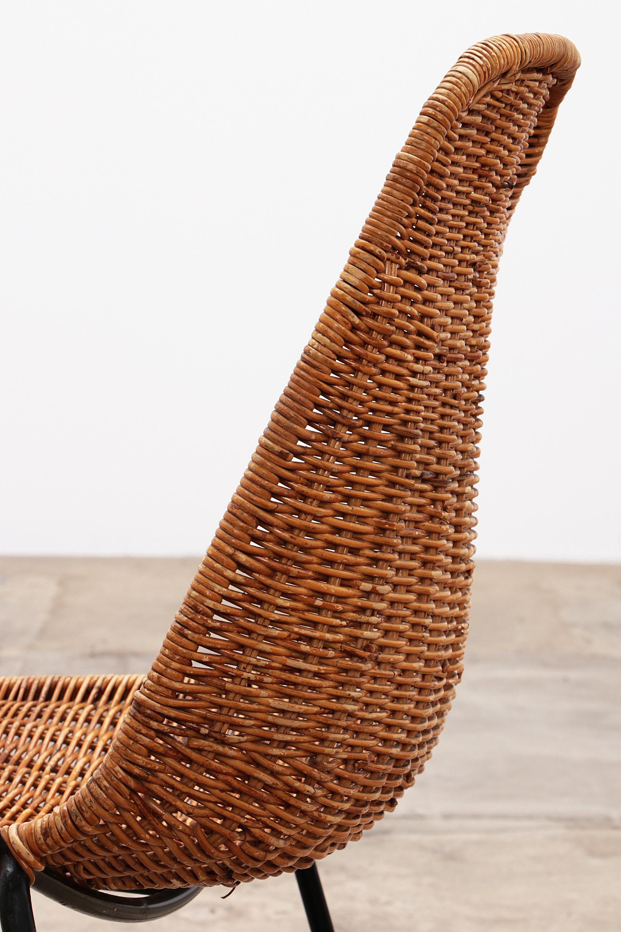Midcentury Rattan Basket Chair by Gian Franco Legler For Sale 4