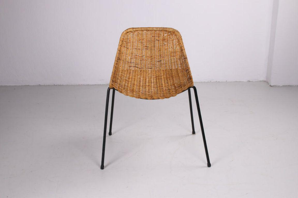 Mid-Century Modern Midcentury Rattan Basket Chair by Gian Franco Legler For Sale