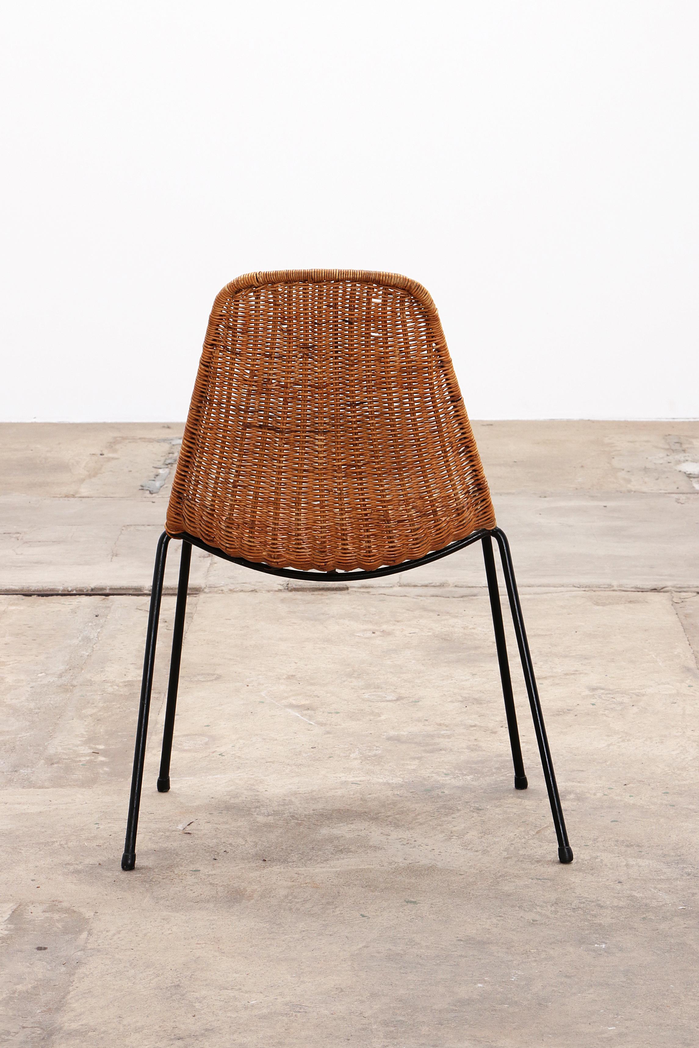 20th Century Midcentury Rattan Basket Chair by Gian Franco Legler For Sale