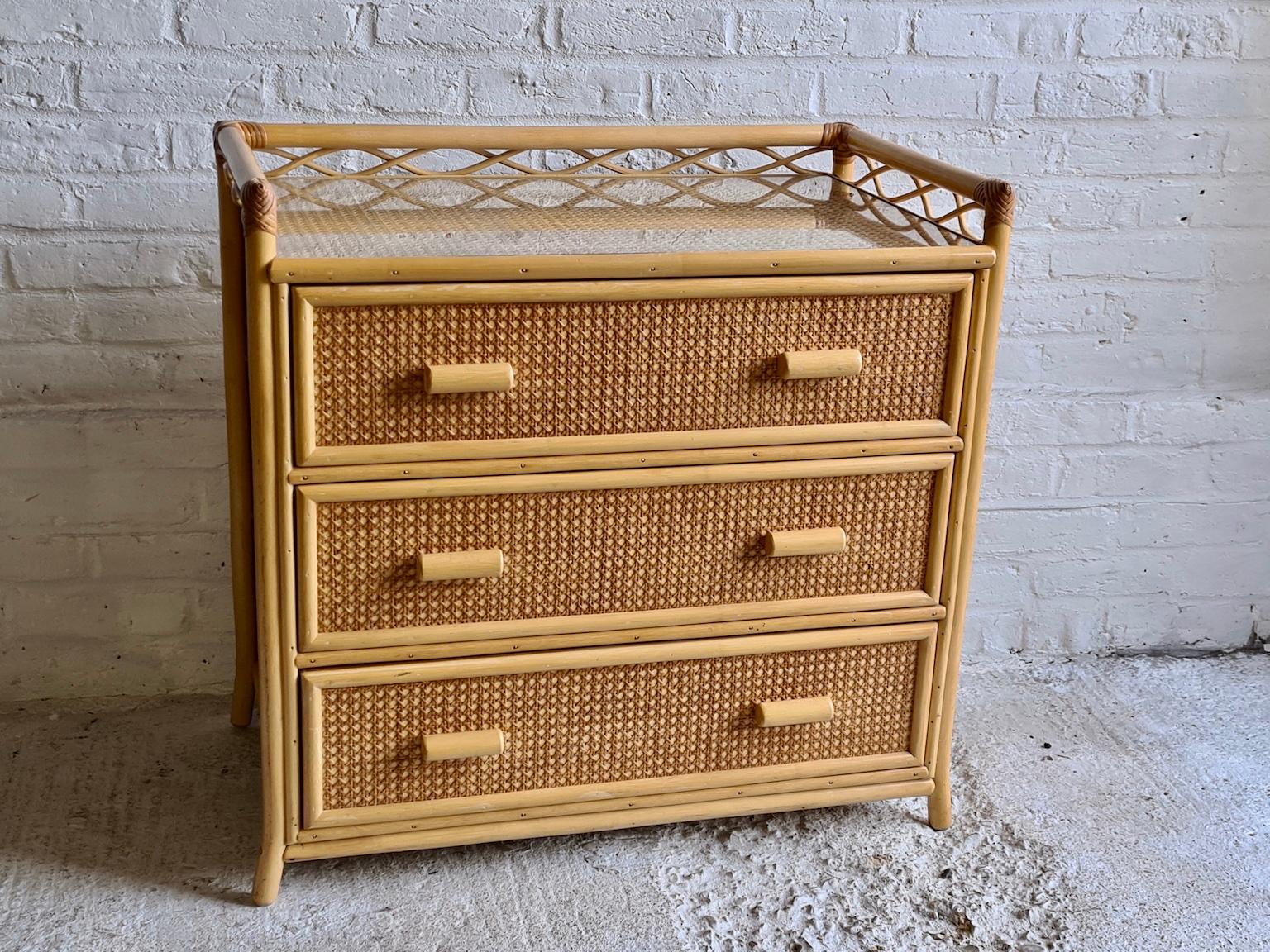 Midcentury Rattan / Cane Chest of Drawers by Angraves, England, 1970s In Good Condition In Richmond, Surrey