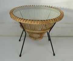 Midcentury Rattan Coffee Table in the Style of Franco Albini, Italian, 1950s