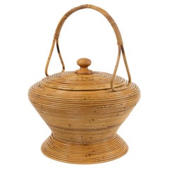 Used Midcentury Rattan Decorative Basket by Vivai Del Sud, Italy 1960s