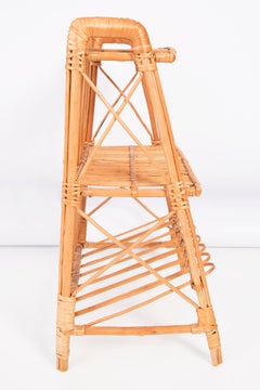 Midcentury Rattan Flowerbed Pedestal, Side Table, Germany, 1970s