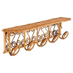 Used Midcentury Rattan Italian Coat Rack with Shelf, Franco Albini for Bonacina 1960s