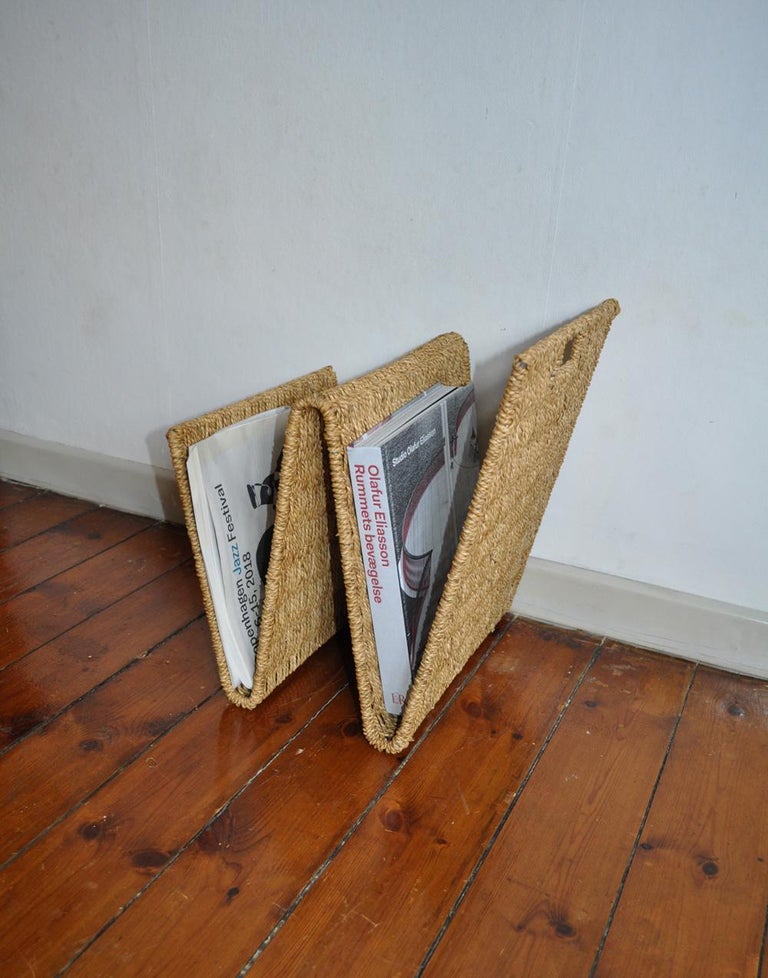 Midcentury Rattan Magazine Holder or Rack at 1stDibs