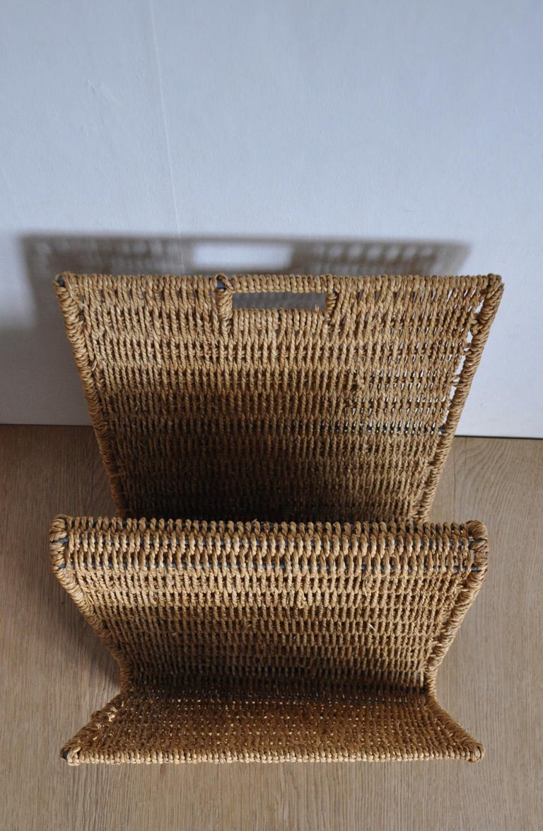 Midcentury Rattan Magazine Holder or Rack at 1stDibs