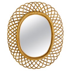 Midcentury Rattan Mirror Italy