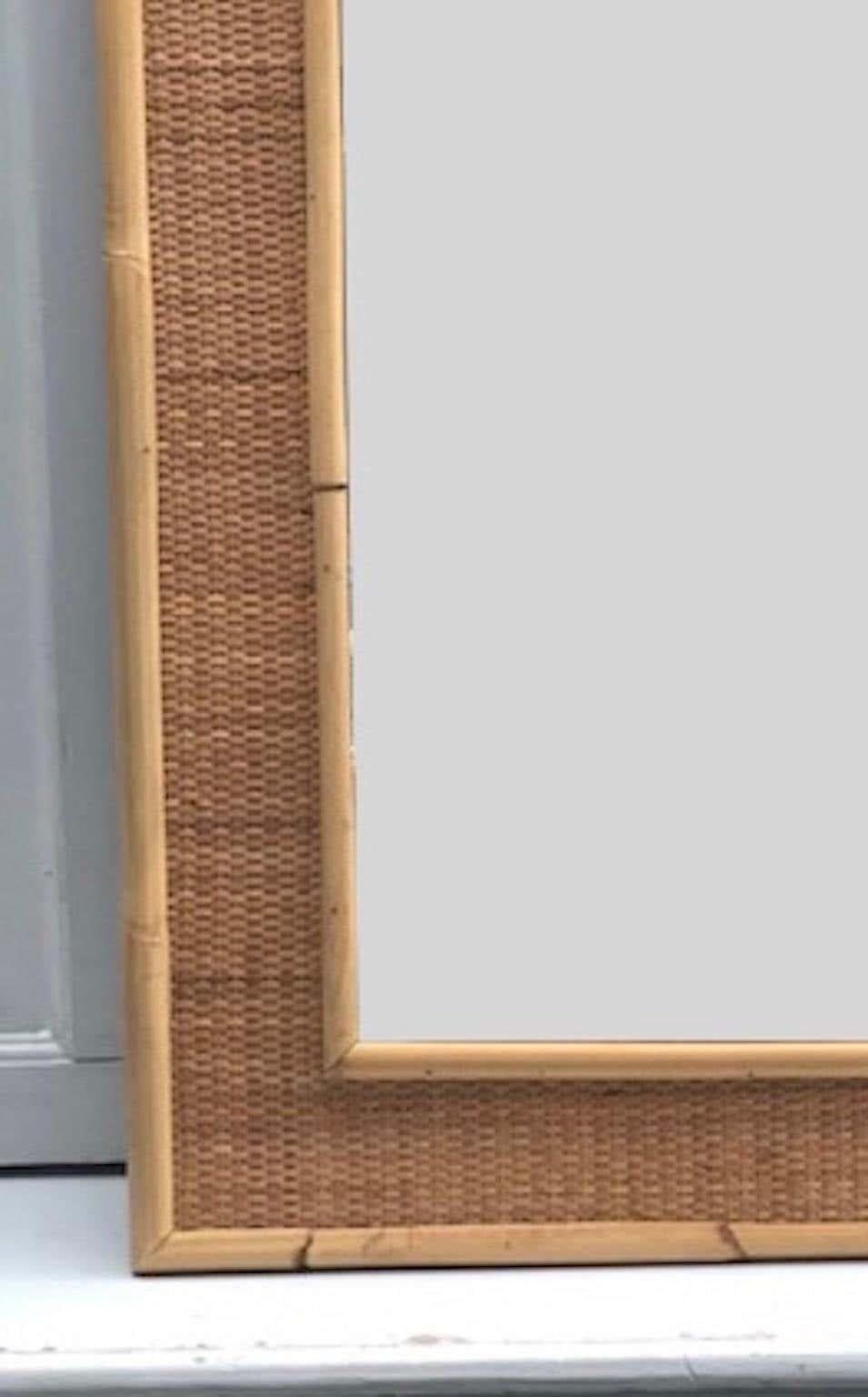 Mid-Century Modern Midcentury Rattan or Cane Wall Mirror by Dal Vera, Italian, 1970s