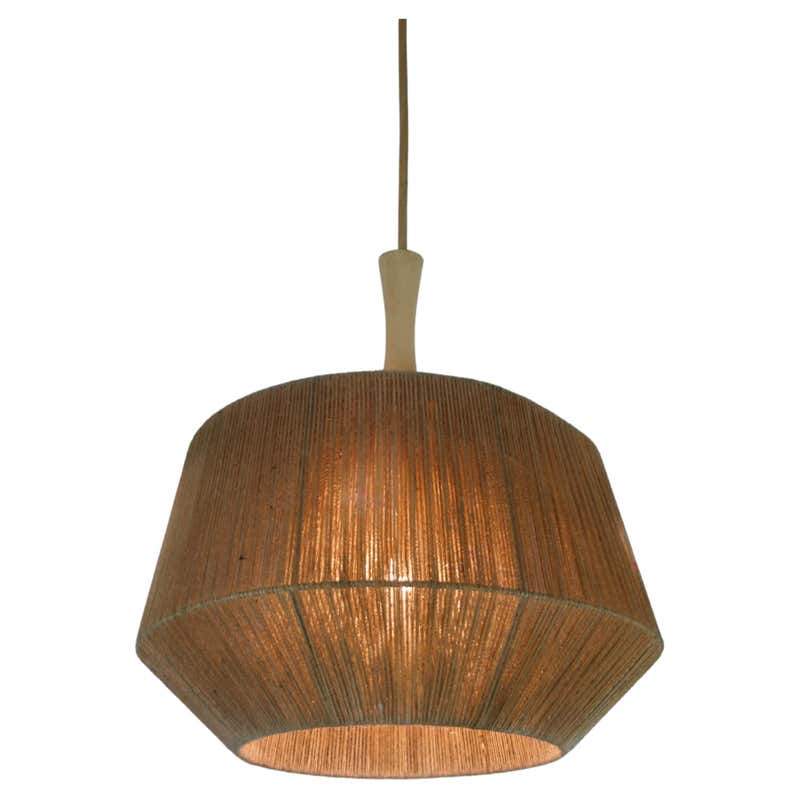 Mid-Century Pencil Reed Rattan Bamboo pendant light. Italy 1970's For ...