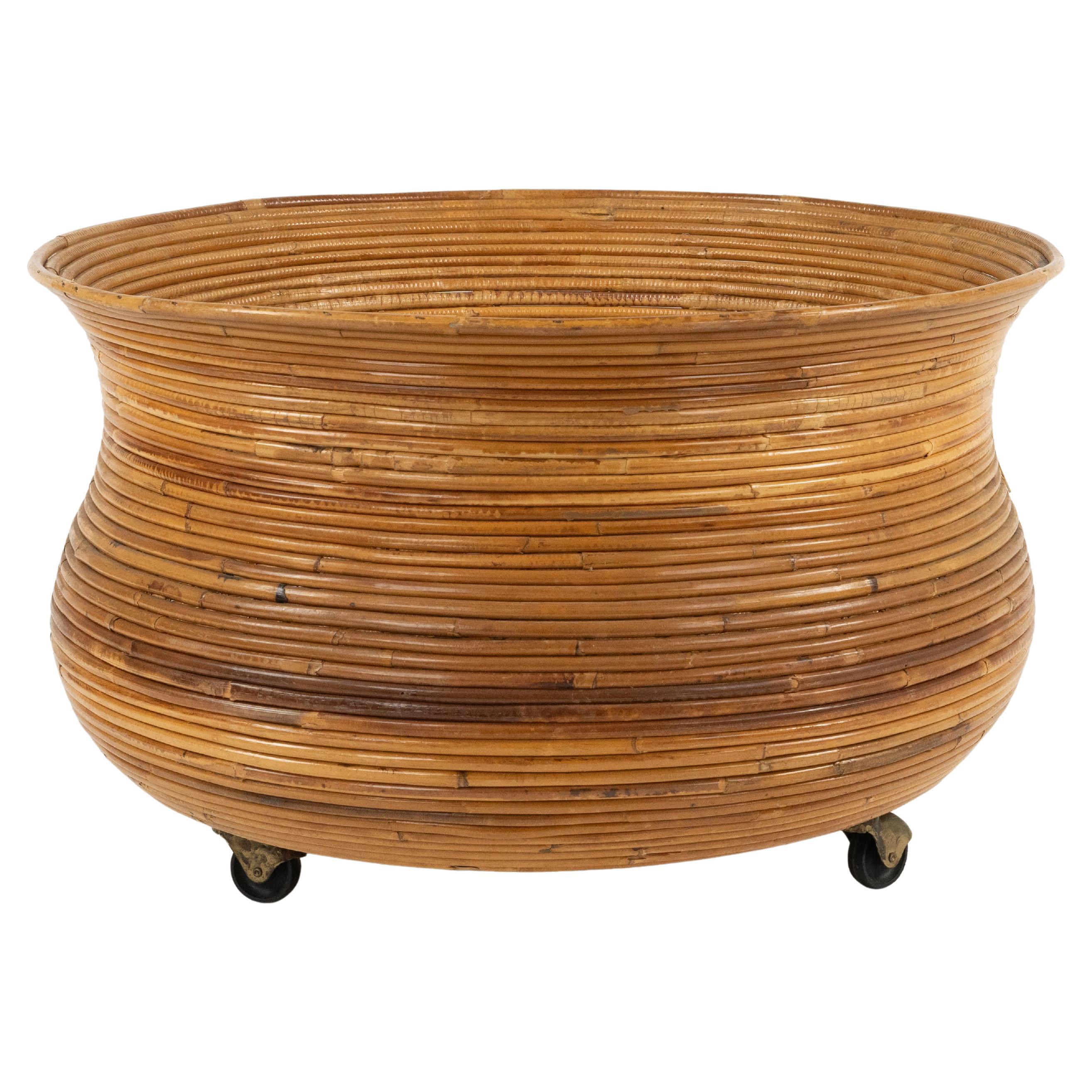Portapiante o cesto in rattan del Medioevo Attribuito a Vivai del Sud, Italia anni '60 in vendita 7