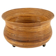 Midcentury Rattan Plant Holder or Basket Attributed Vivai Del Sud, Italy 1960s
