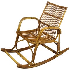 Midcentury Rattan Rocking Chair, 1960s