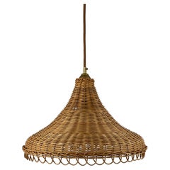 Midcentury Rattan Wicker Pendant, Italy 1960s