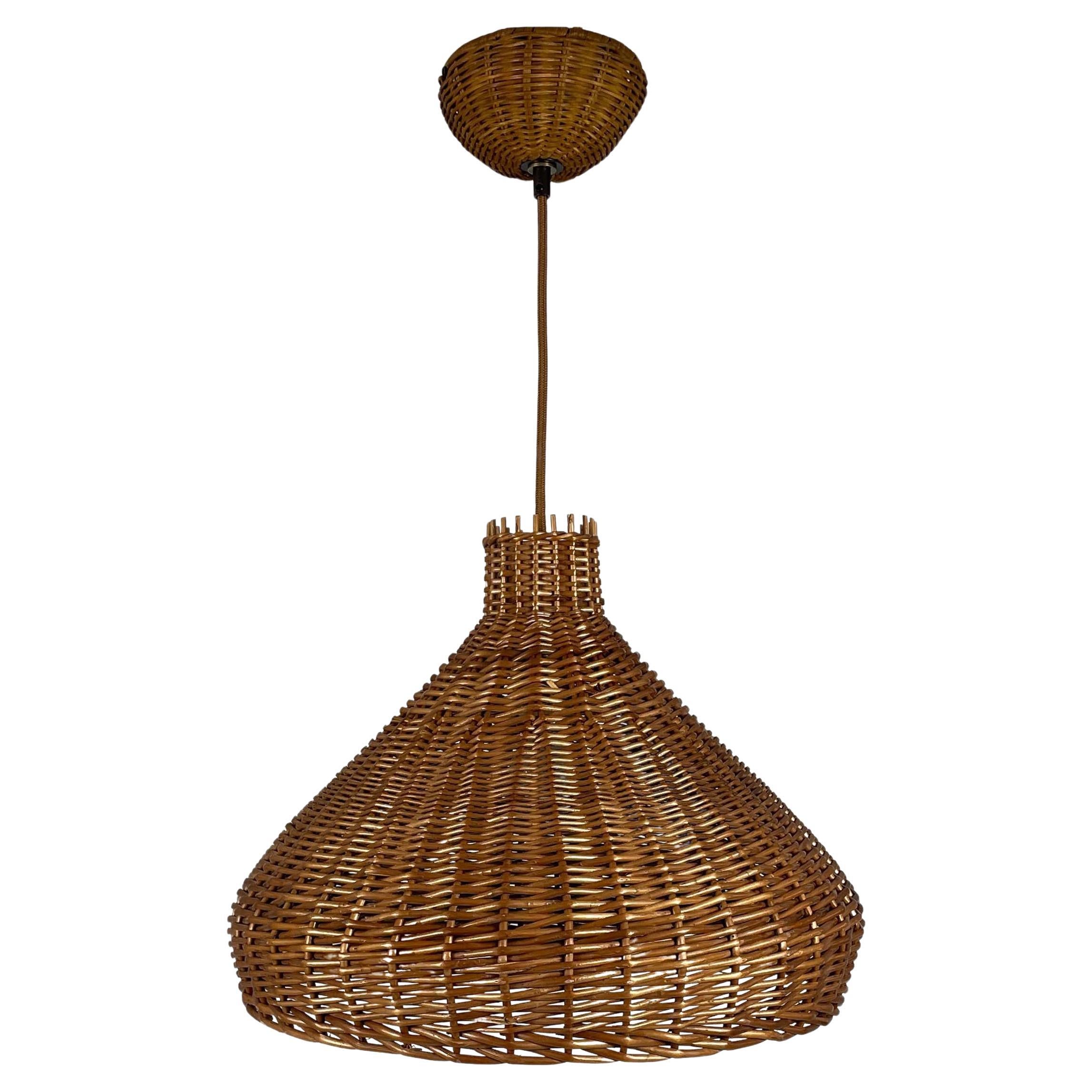 Midcentury Rattan Wicker Pendant, Sweden 1960s