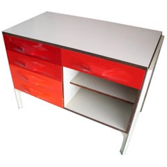 Midcentury Raymond Loewy DF2000 Writing Desk or Cabinet in Red ABS