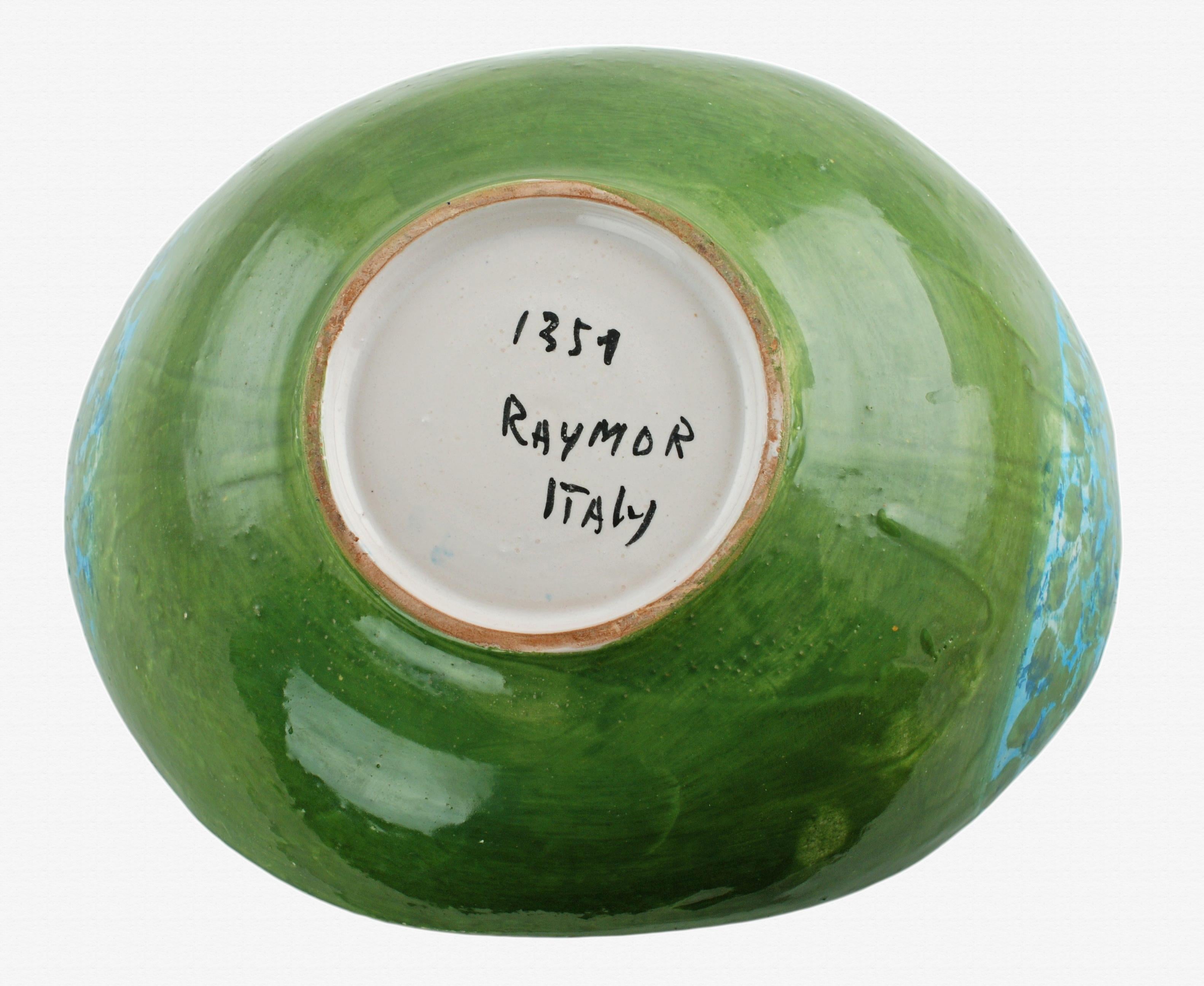 Cuenco centro de mesa de cerámica italiana pintada a mano Raymor de mediados de siglo en venta 4